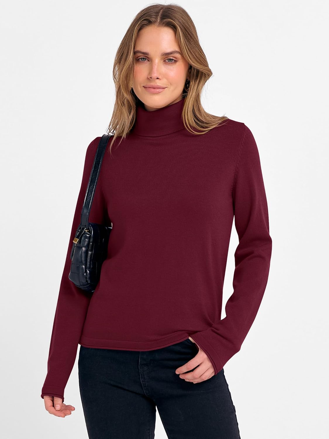 ANRABESS Womens Turtleneck Long Sleeve Sweater Tops Casual Soft Knit Fit Lightweight Basic Pullover 2025 Fall Work Outfits - Image 2