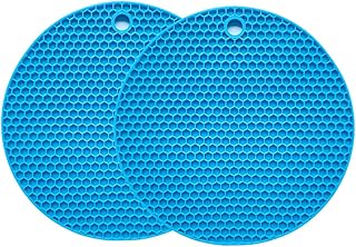 Sottopentola in silicone Tappetino multiuso per asciugatura Sottopentola resistente al calore fino a 464 ° F, presina, impermeabile, (set di 2) antiscivolo, flessibile, durevole(Blu)