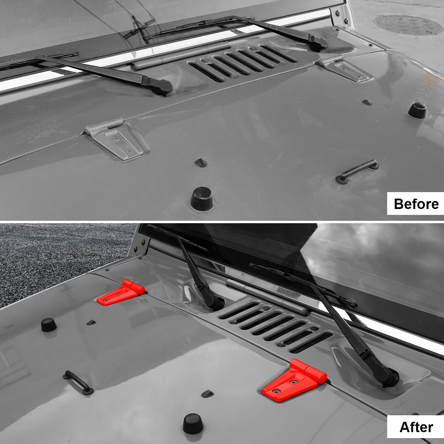 CheroCar for JK Hood Hinge Cover Exterior Decoration Kits Accessories for Jeep Wrangler JK 2007-2017,Red