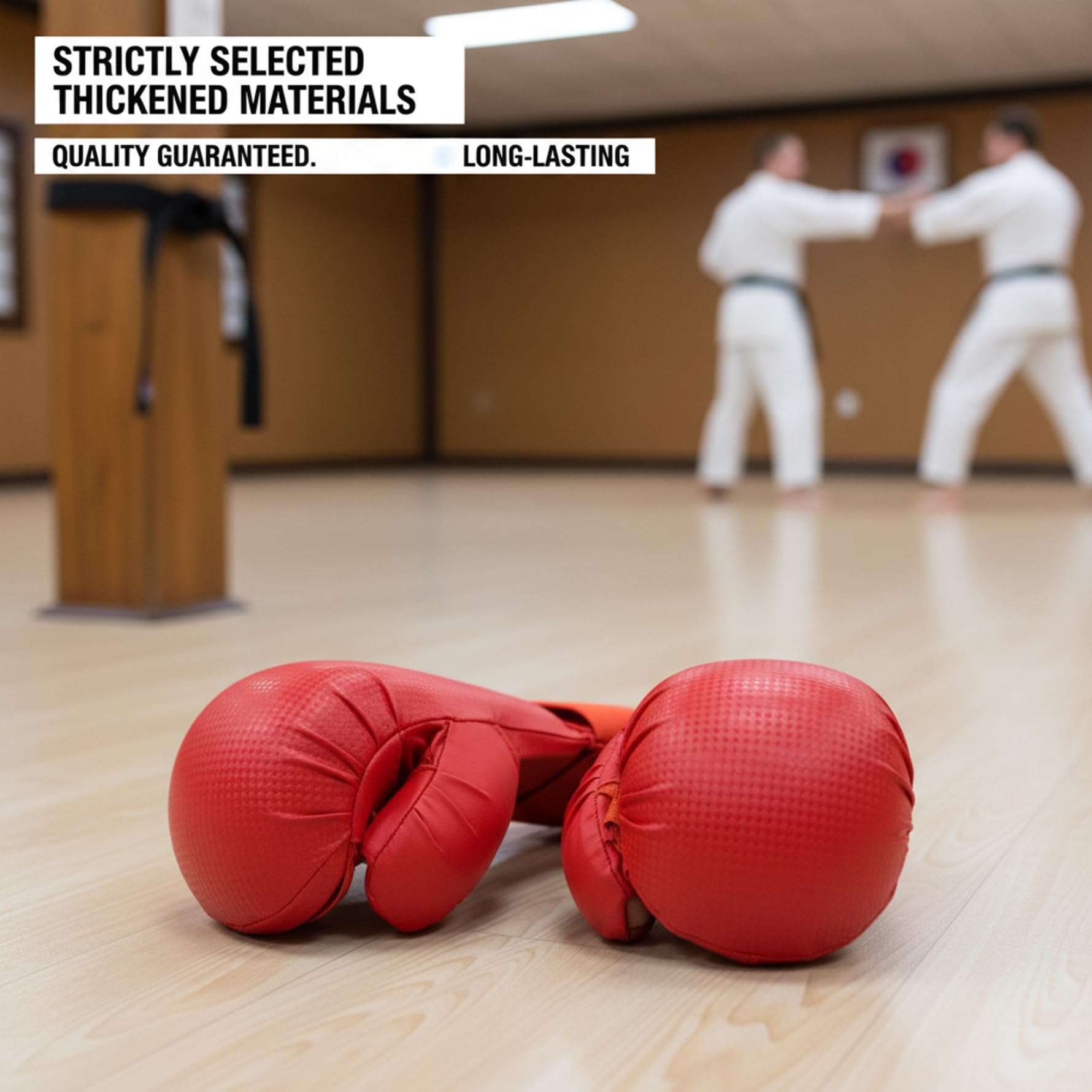 Guanti da Karate Guanti da Taekwondo in Pelle Premium per Adulti e Bambini da Allenamento per Sparring, Sacco da Boxe, Taekwondo e Pratica, Rosso, S