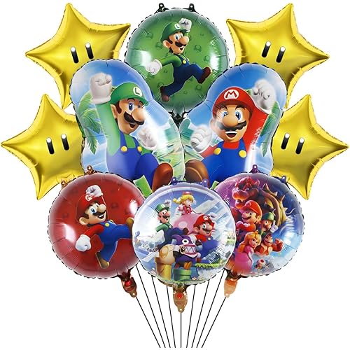 10pcs Mario Aluminium Film Balloons, Super Bros Birthday Film Balloons party decoration.
