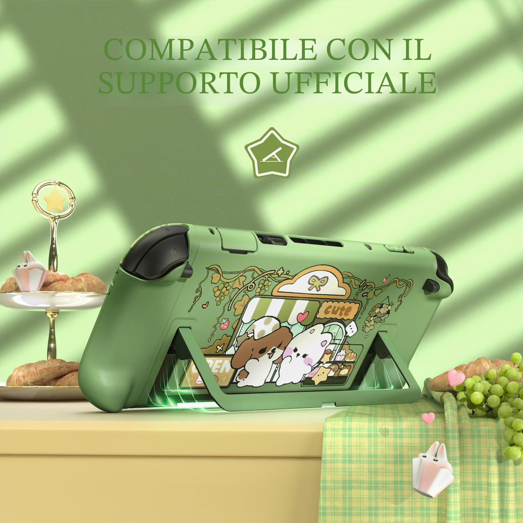 playvital per Switch 2 Cover Rigida Dockable, Custodia Protettiva Adesivi per Nintendo Switch 2 Console, Copri Tasti & Gommini per Joycon 2, Accessori Carini, Pasticceria nella Foresta