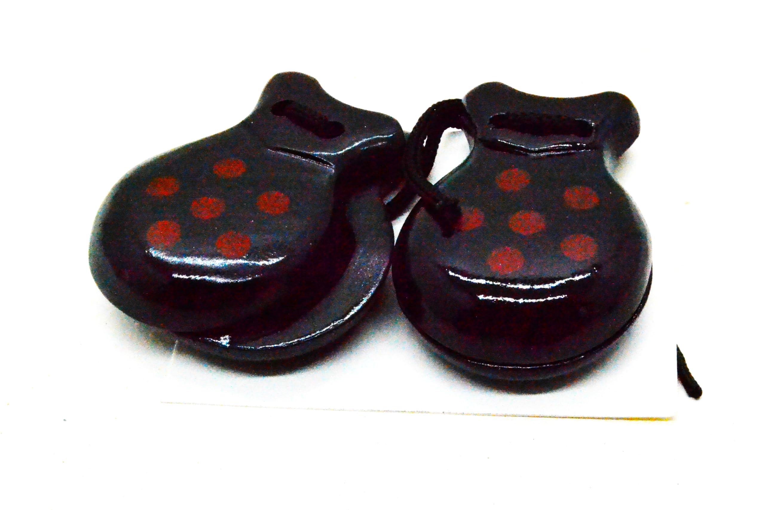 kids 1 pair SPANISH small CASTANUELS RED AND BLACK SIZE FOR little ones 6 cm (2-7) TRADITIONAL, Made of wood - Image 2