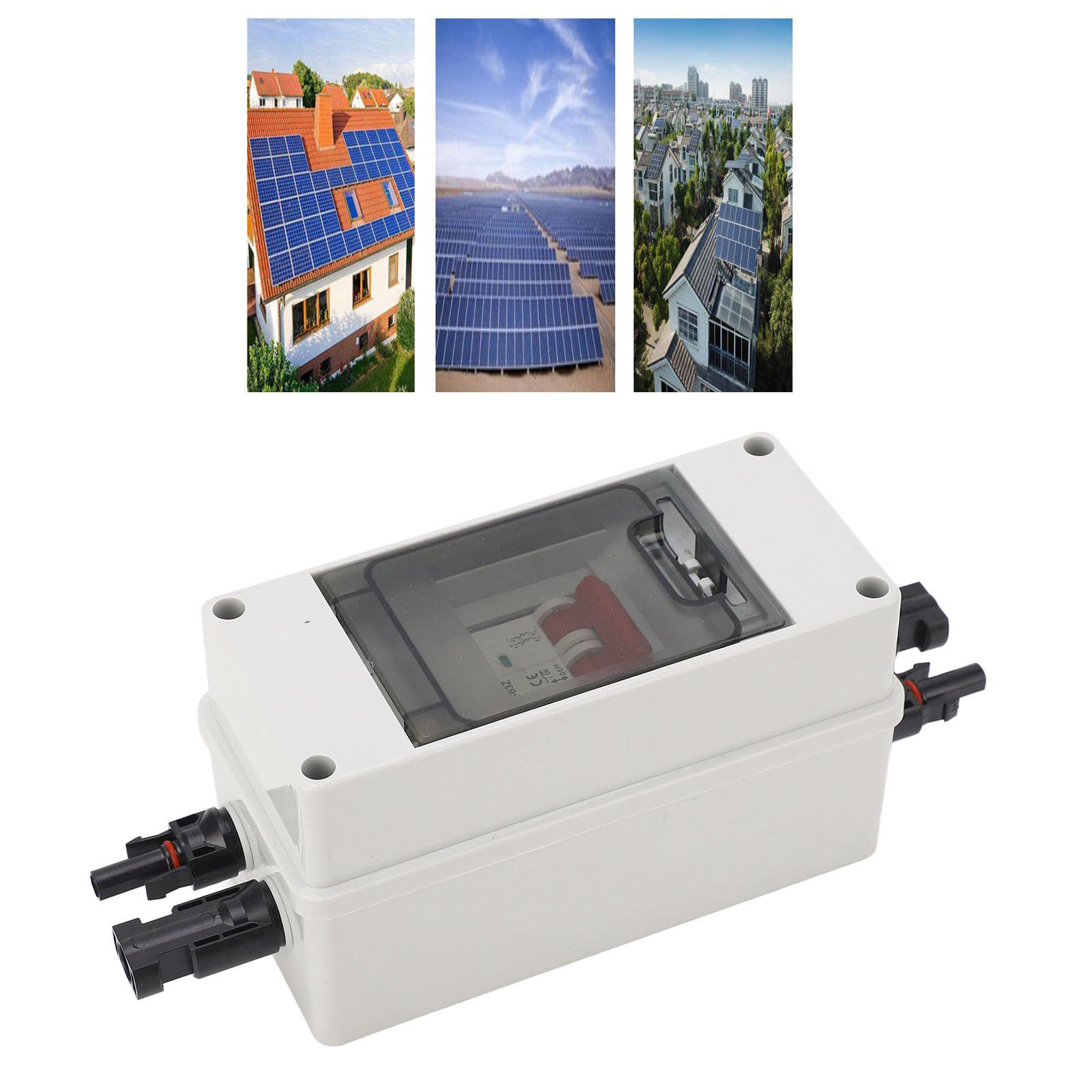 Sezionatore fotovoltaico DC 500V, sezionatore solare 16A con interruttore, scatola di distribuzione IP65, sezionatore solare DC per sistemi di generazione di energia solar (Ha pugnalato)