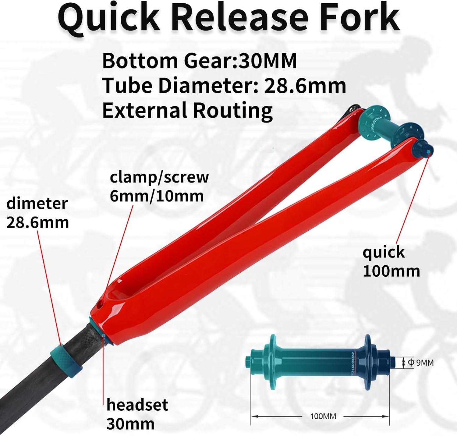 700C Full Carbon Fiber Rigid C Brake Road Bike Fork 28.6mm 1-1/8 Threadless Straight Tube Bike Front Forks Gravel Bike Front Fork QR 9mm