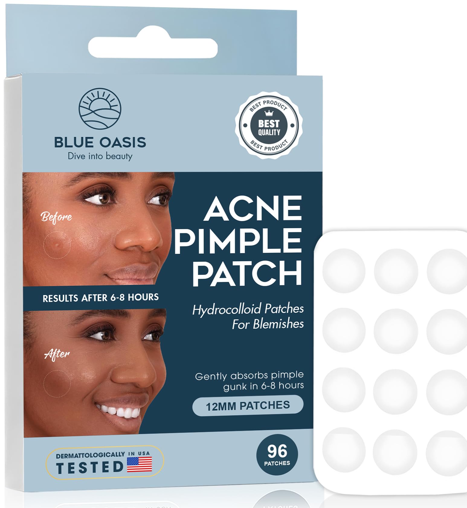 Acne Pimple Patches for Face, Hydrocolloid Patch Acne Spot Treatment, Zit Absorbing Pimple Patch Stickers - Fast Healing Blemish Patches for Face - Zit Patches 96 Count