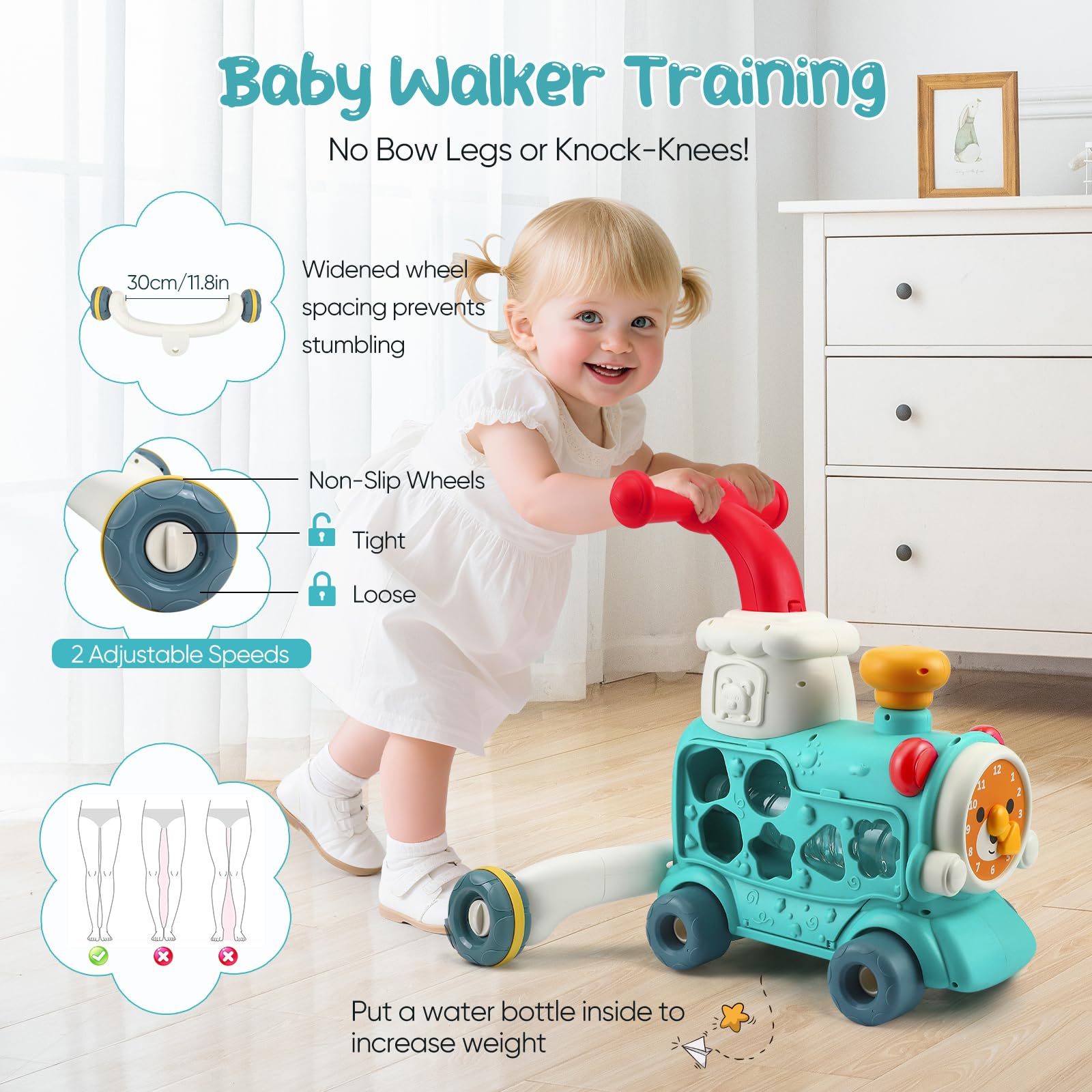 Andadores para Bebes, Andador 5 en 1 con Velocidad Ajustable, Multifunción Andadera para Bebe con Juguetes Montessori y Música, Regalo para Niños y Niñas para Bebés Mayores de 6 Meses