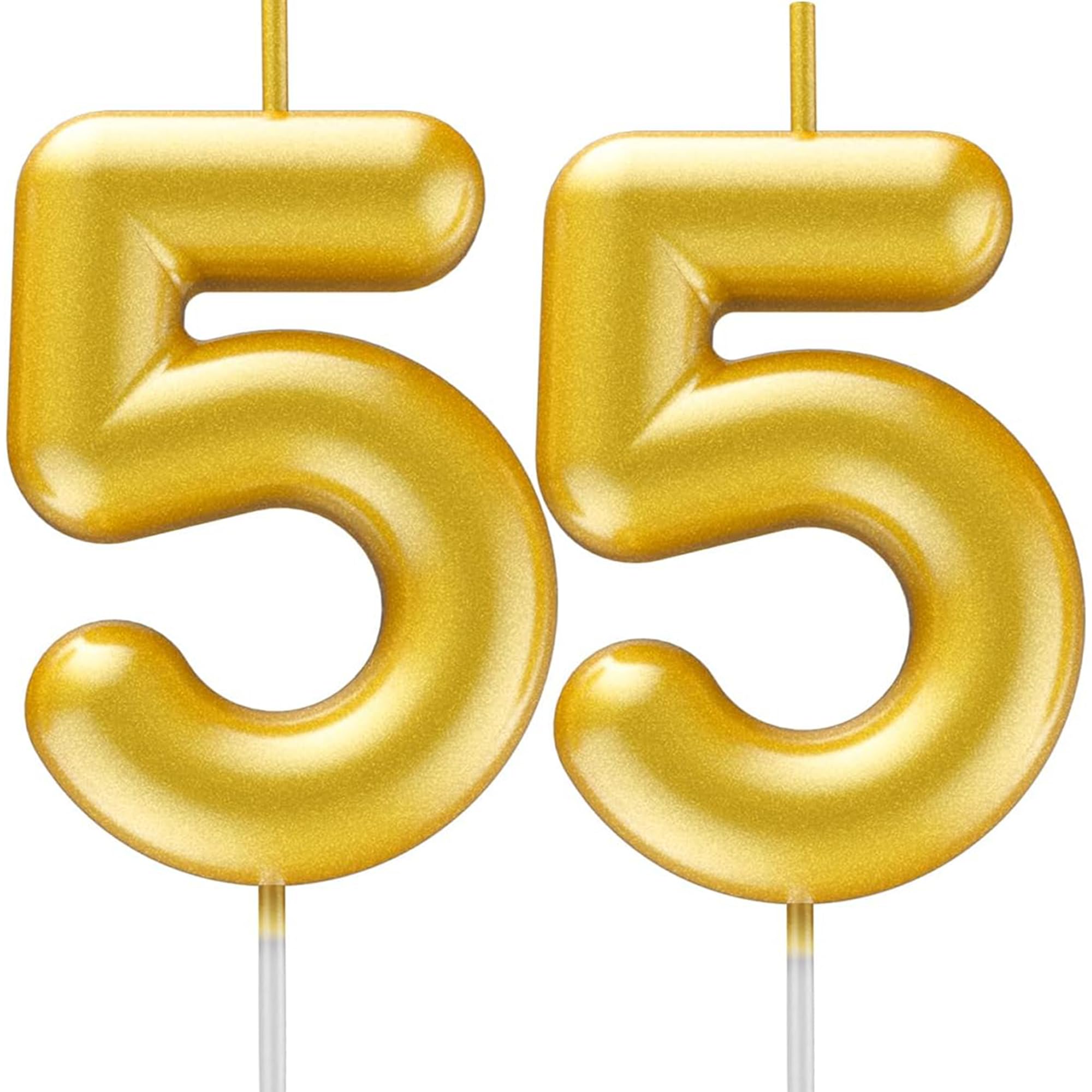 Toyventures Gold55 Gold Number Candle Happy Birthday 3D Number Candles For Birthday Cake Party Decoration Wedding Anniversary Celebration Supplies