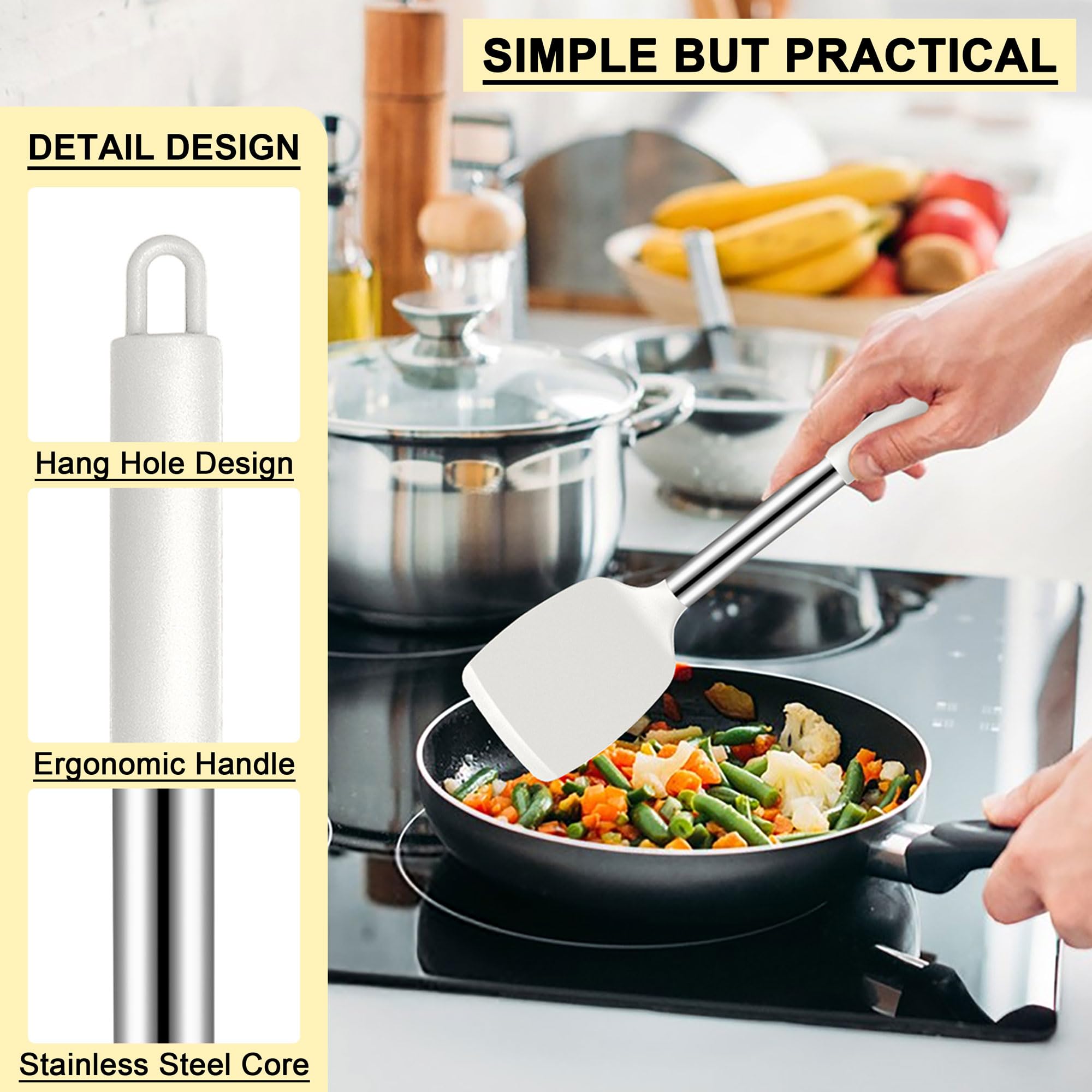 Joyfair Kitchen Utensils Set, 10 Pcs Silicone Cooking Utensils Set including Stainless Steel Handle - Image 3