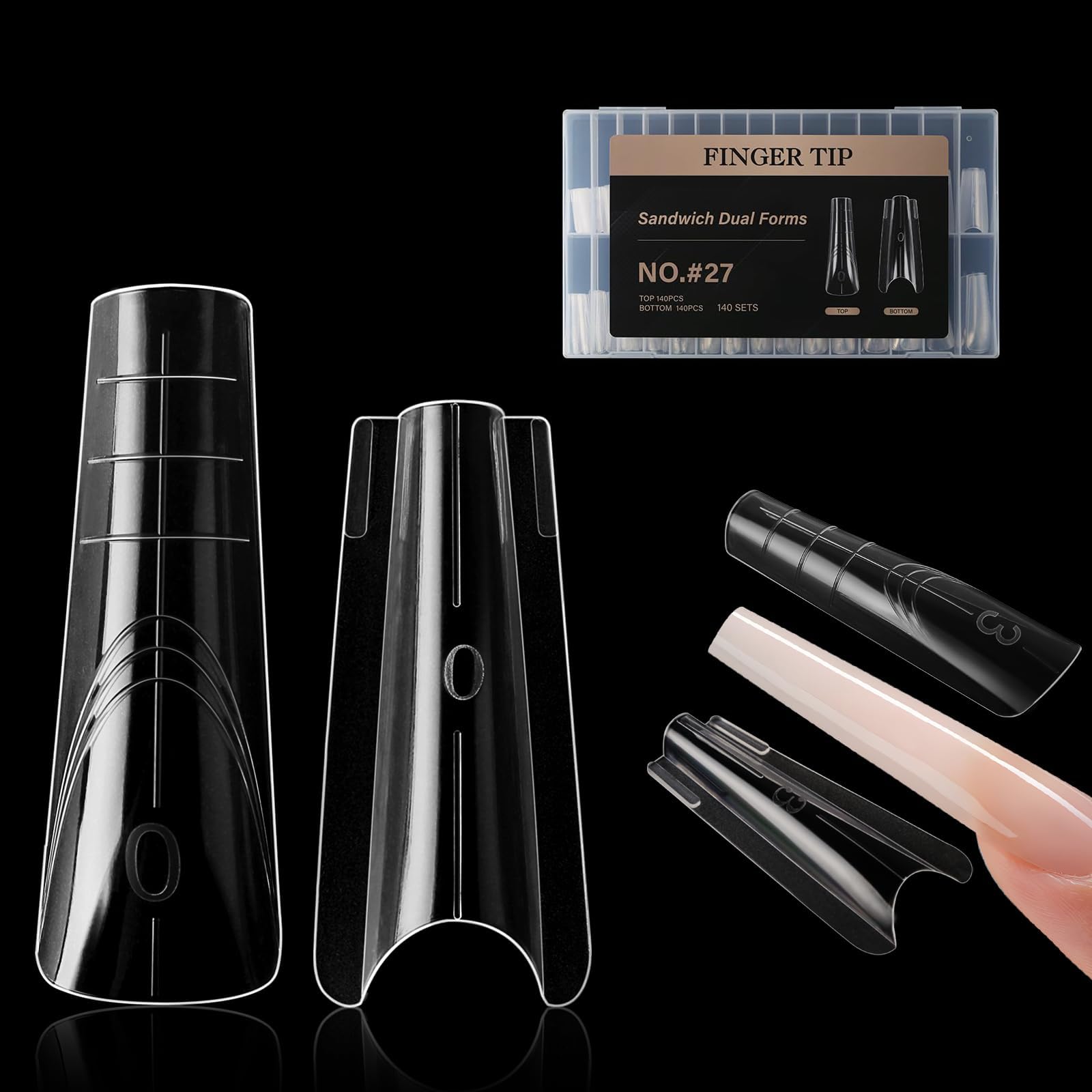Nymora 280 moldes de uñas profesionales (14 tamaños), puntas de gel reutilizables para una extensión de gel impecable, sin lima, sin desbordamiento, para gel y salón de belleza (cuadrado - 1) — view 10