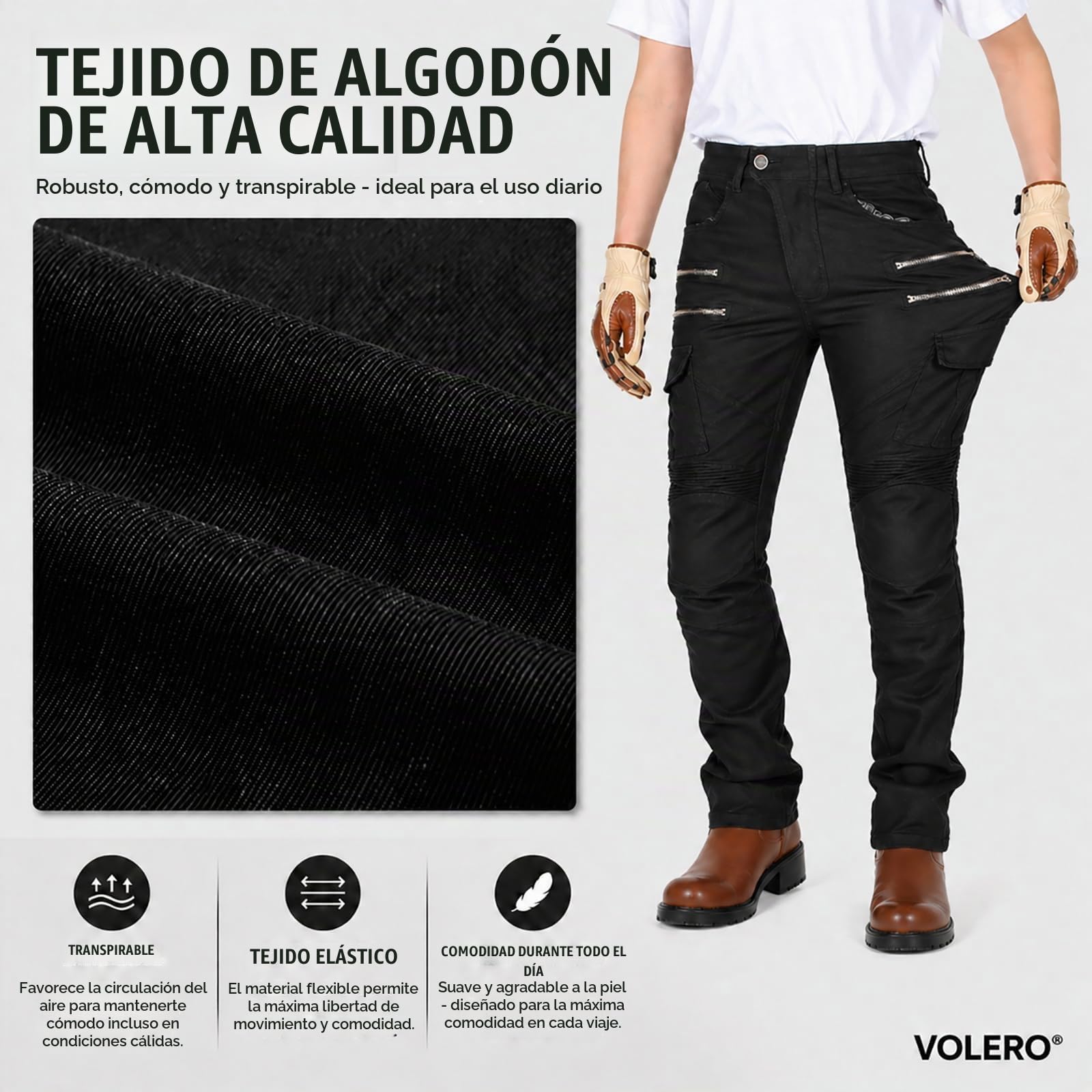 Pantalones Vaqueros Moto Mujer, Pantalon Moto Mujer, Pantalón Biker Mujer Cargo Multibolsillos, Corte Ergonómico, Estilo Urbano, 4 Estaciones