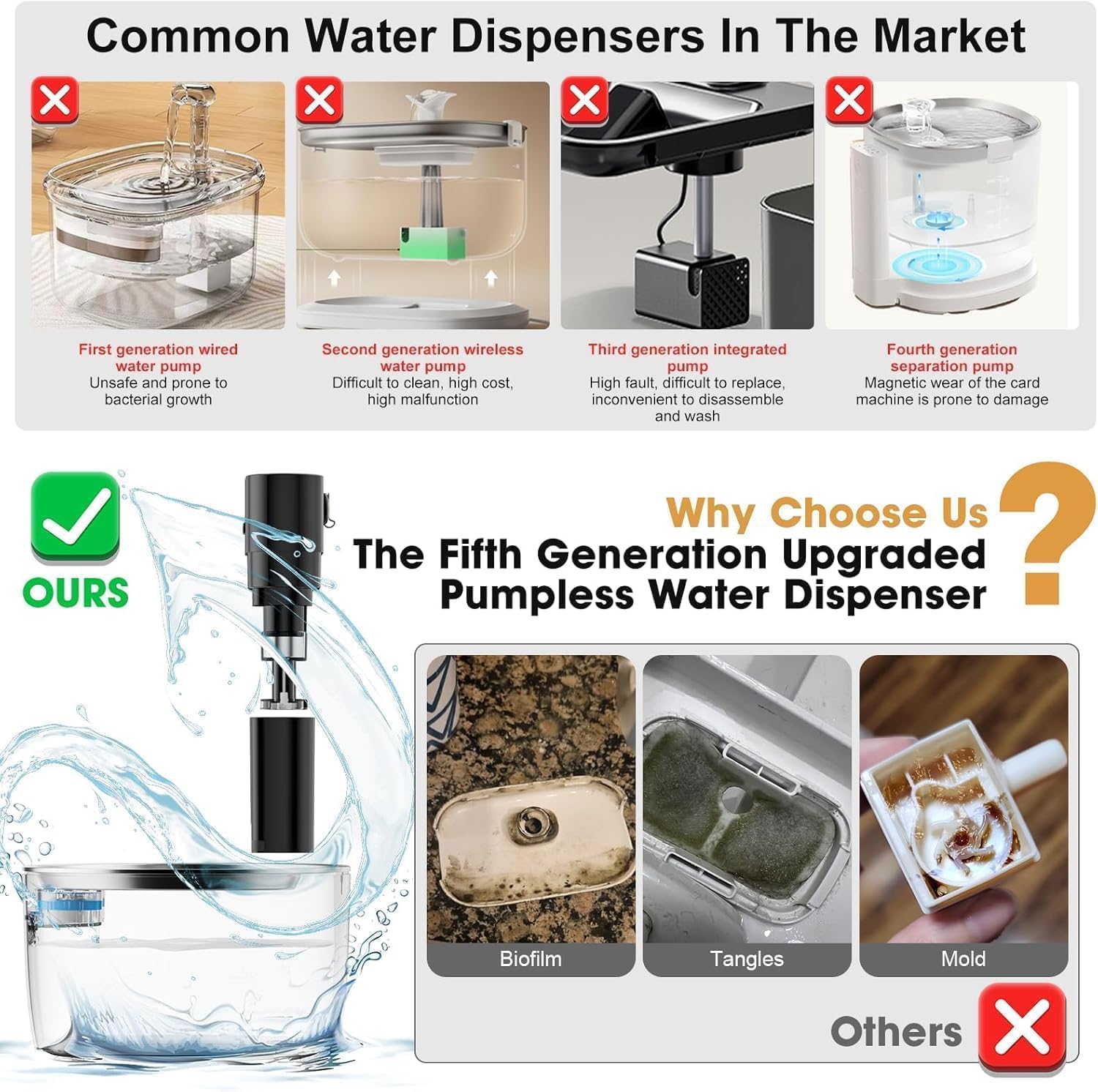 Wireless Cat Water Fountain Stainless Steel,108oz/3.2L Pet Water Fountain Battery Operated with 2 Modes, Ultra Quiet Motion Sensor Cat Water Dispenser (Black, 108 fl.oz/3.2 L)