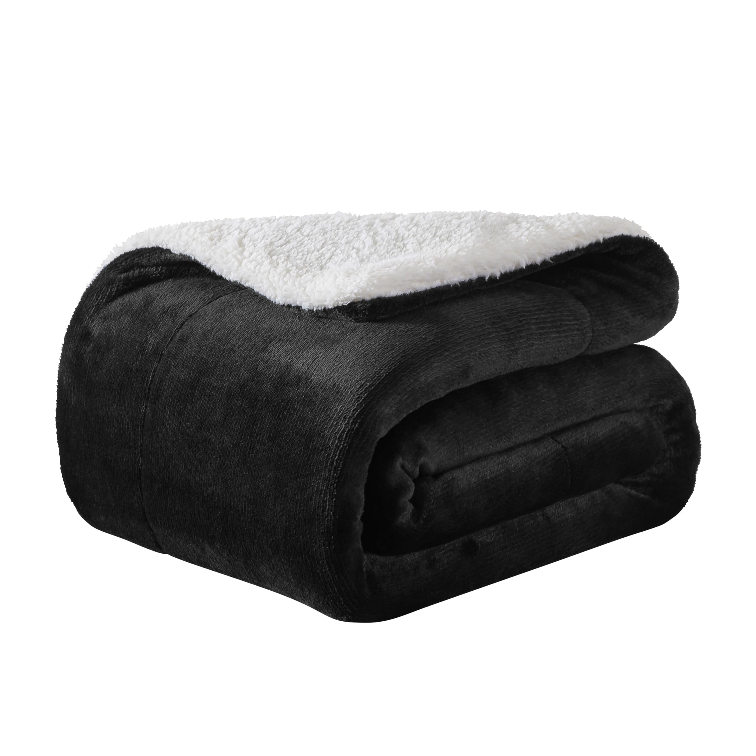 WDCOZY WDCOZY Sherpa Fleece Blankets Fuzzy Thick Warm Throw Blanket Super Soft Reversible Luxurious Fluffy Plush for Sofa Couch Bed Home Decor All Seasons Winter Blankets 90"x90" Charcoal Black
