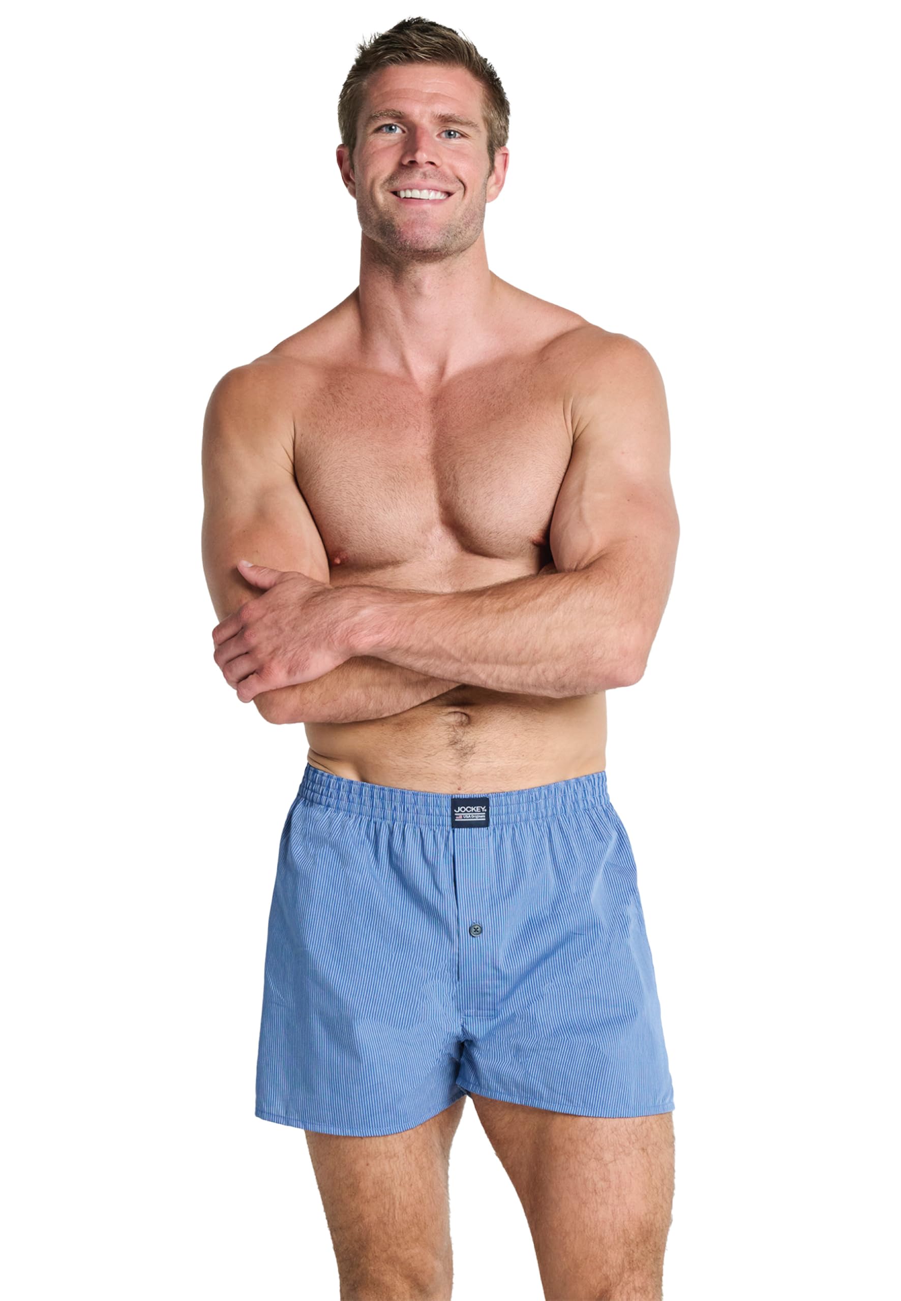 Jockey Men's Everyday Striped Boxer Woven - 2 Pack, Star Blue, 3XL