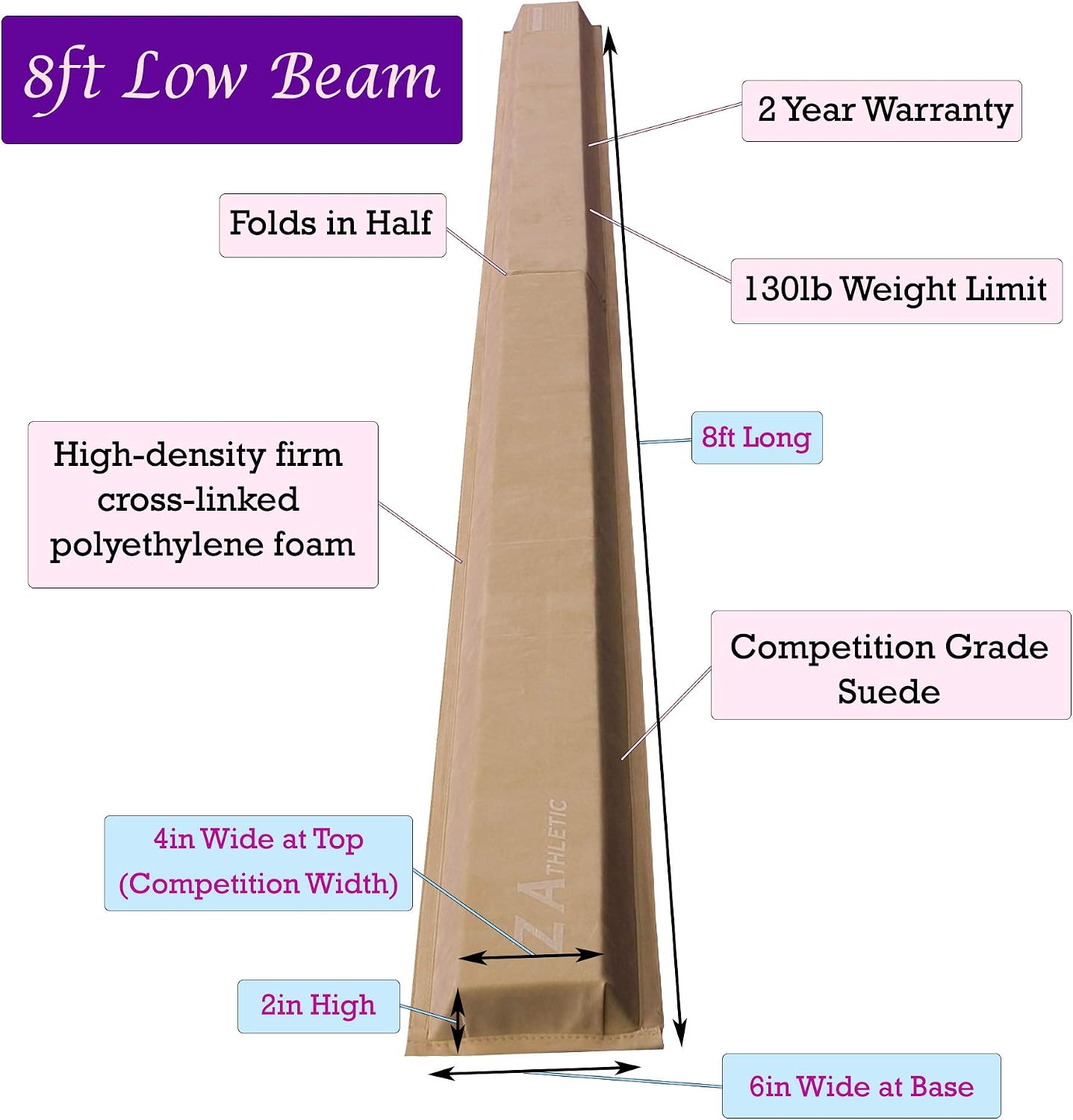 Z ATHLETIC Gymnastics Folding Training Low Beam for Gymnastic.