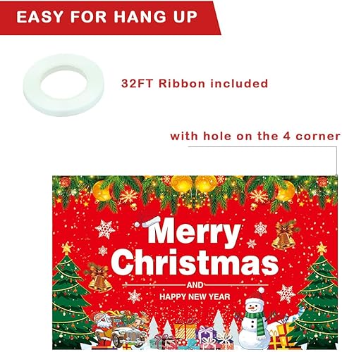 Miniatura 4 de Fondo grande de Feliz Navidad, pancarta de tela para decoración de fiestas de Navidad, 5.9 x 3.6 pies, letrero fotográfico para decoración de