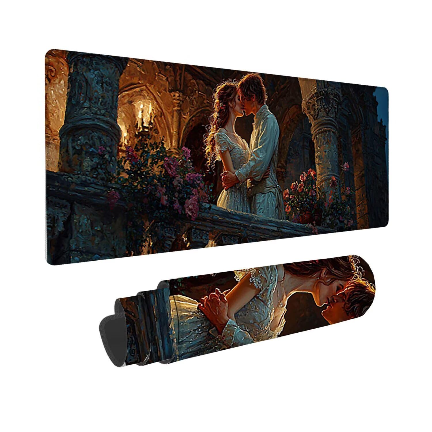 Podkładka pod mysz gamingowa 160 x 80 cm, z przyszytymi krawędziami, para, wydłużona, duża podkładka pod mysz XXL, gamingowa podkładka pod mysz z antypoślizgową gumową podstawą, akcesoria na biurko
