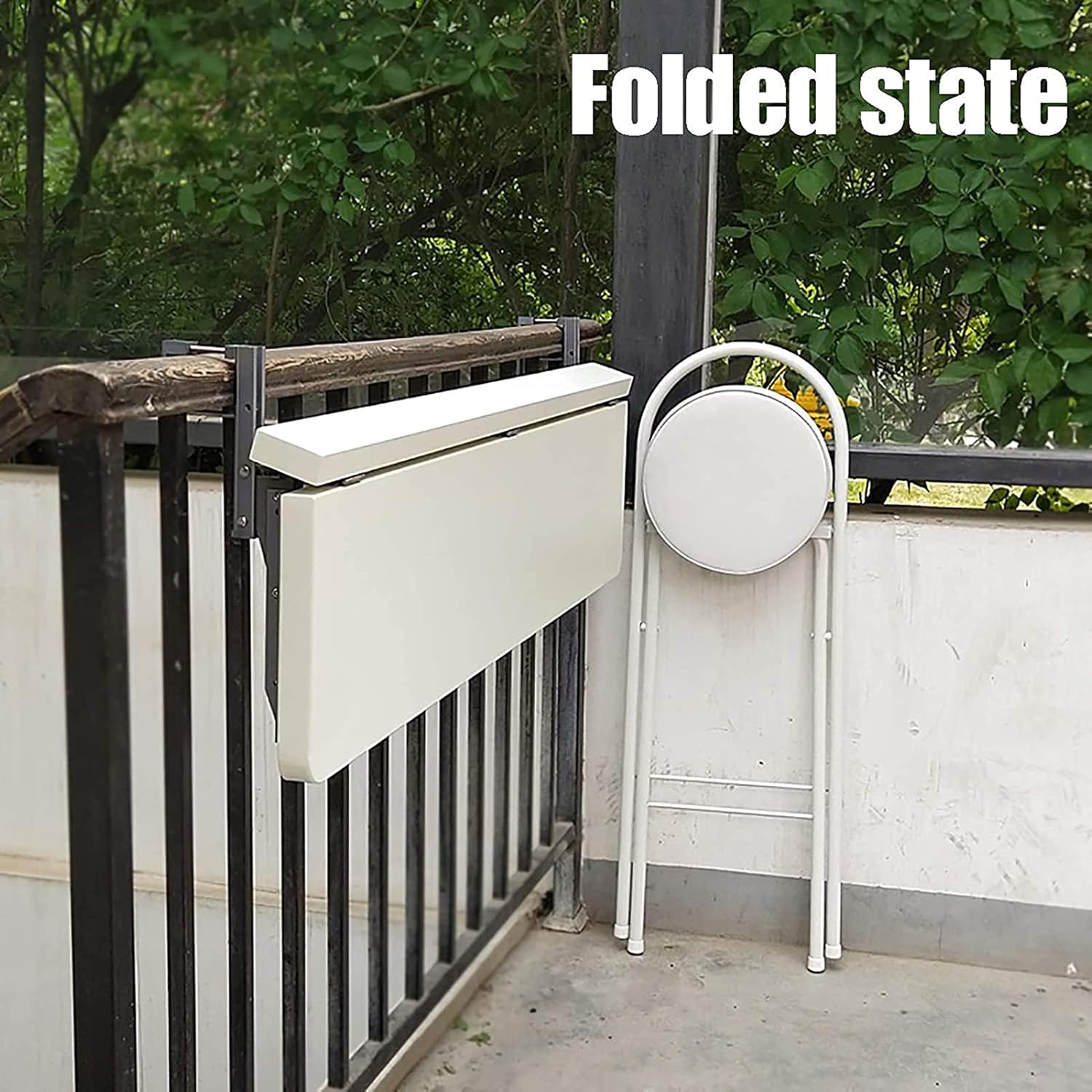 Folding Outdoor Balcony Railing Table - Rust-Proof Aluminum Alloy Dining & Leisure Table, Sun-Resistant Hanging Computer Desk for Home & Patio Use