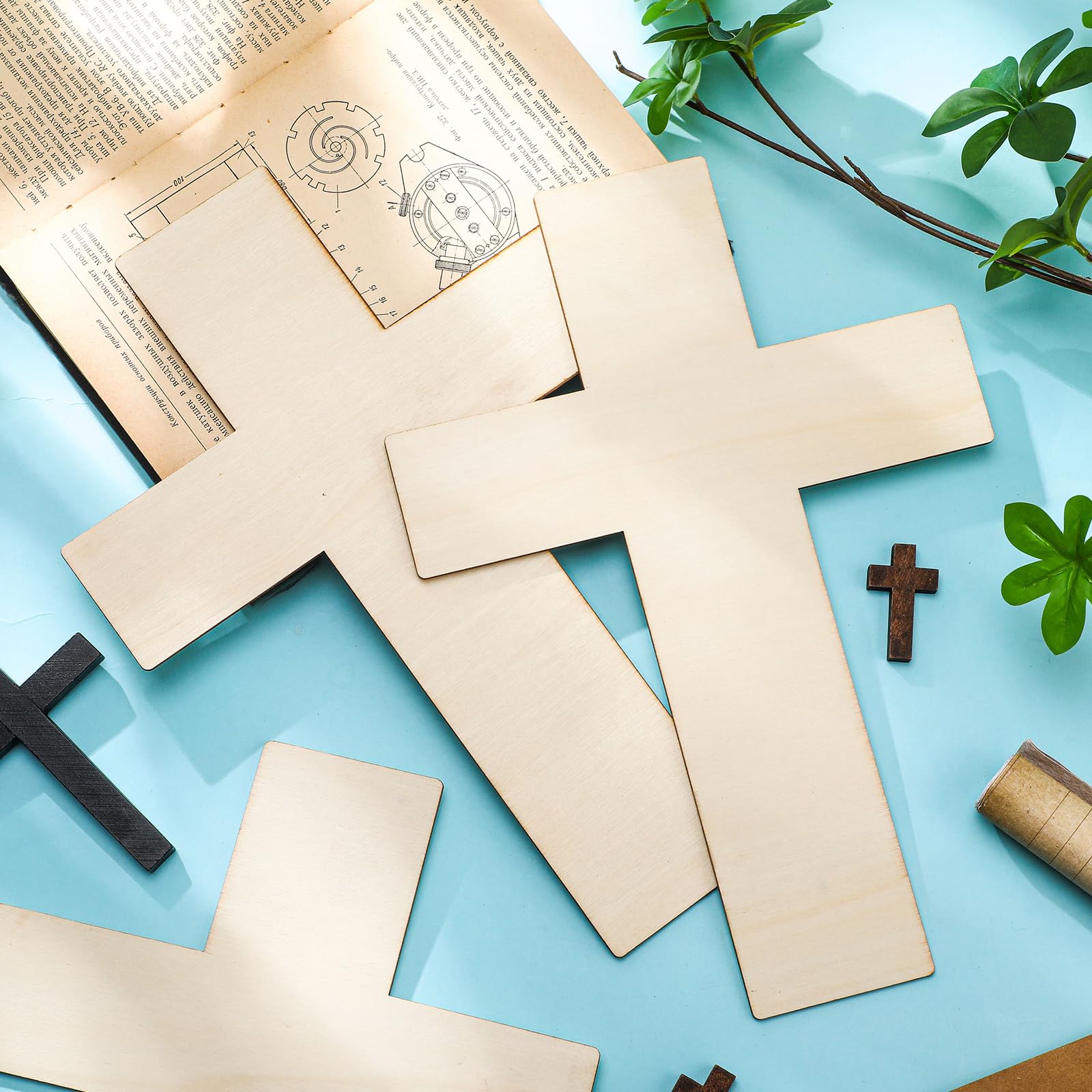 24 cruces de madera de 12 pulgadas para manualidades, recortes de madera sin terminar para manualidades, proyectos de manualidades, Pascua, domingo, escuela, iglesia, decoración del hogar