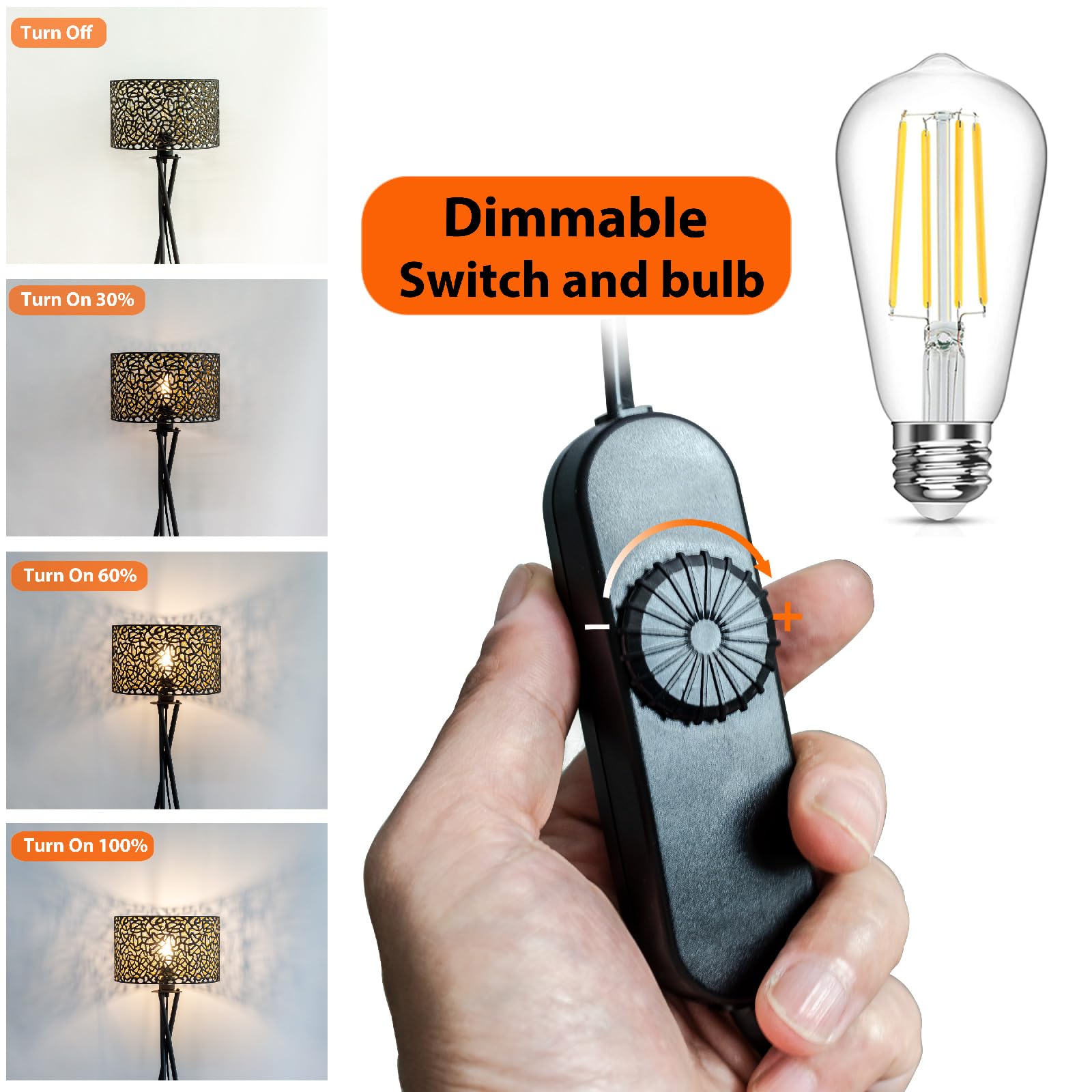 Moderne Stehlampe mit LED-Birne & Schirm, Dreibein-Gestell, Schwarz, E27 Fassung, Dekorative Stehleuchte für Wohnzimmer und Büro Schlafzimmer