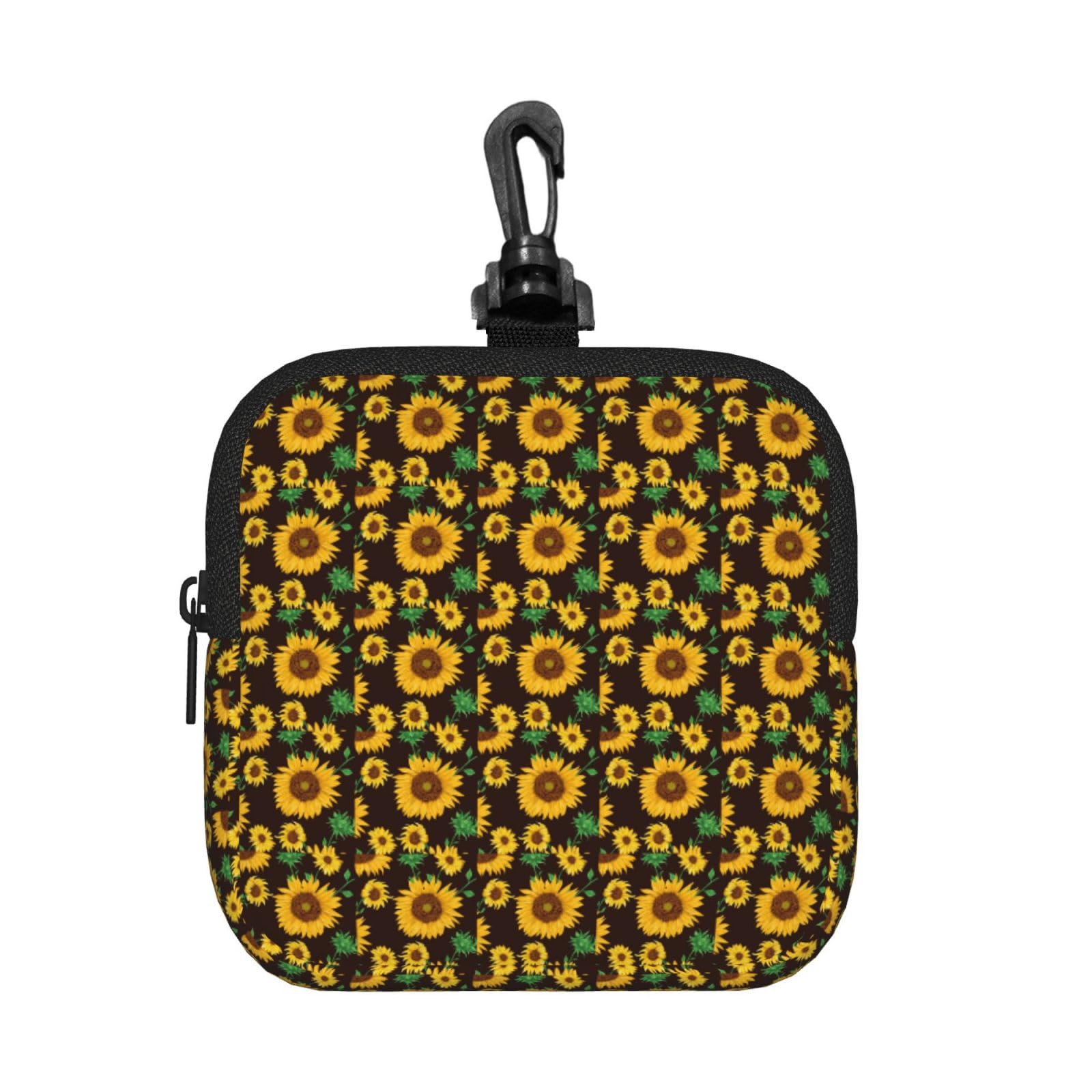 Beautiful Sunflower Print Square Storage Bag Travel Toiletry Cosmetic Organizer Pouch Lightweight Reusable