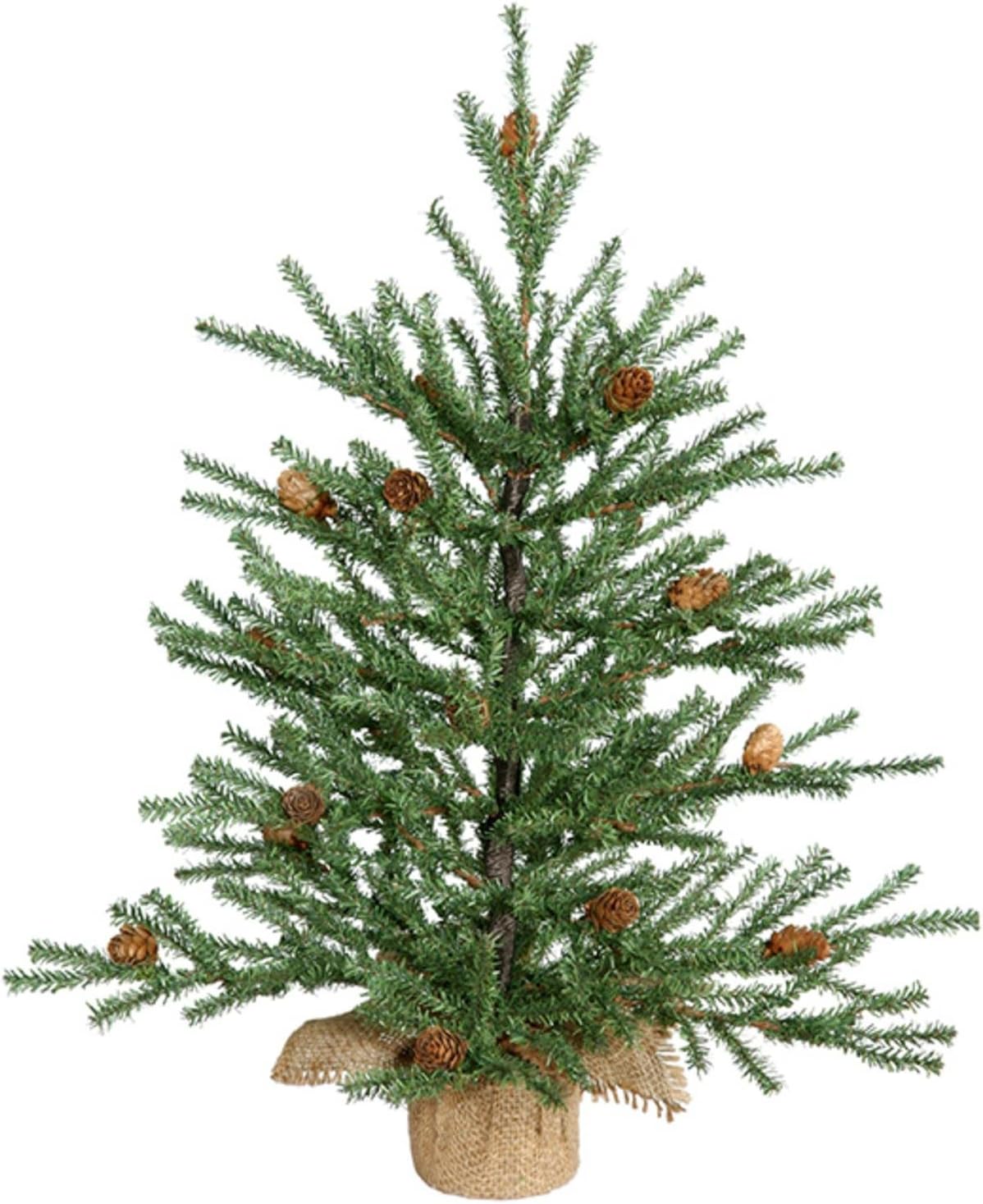 VCO 18" Carmel Pine Artificial Christmas Tree with Pine Cones and Burlap Base -Unlit
