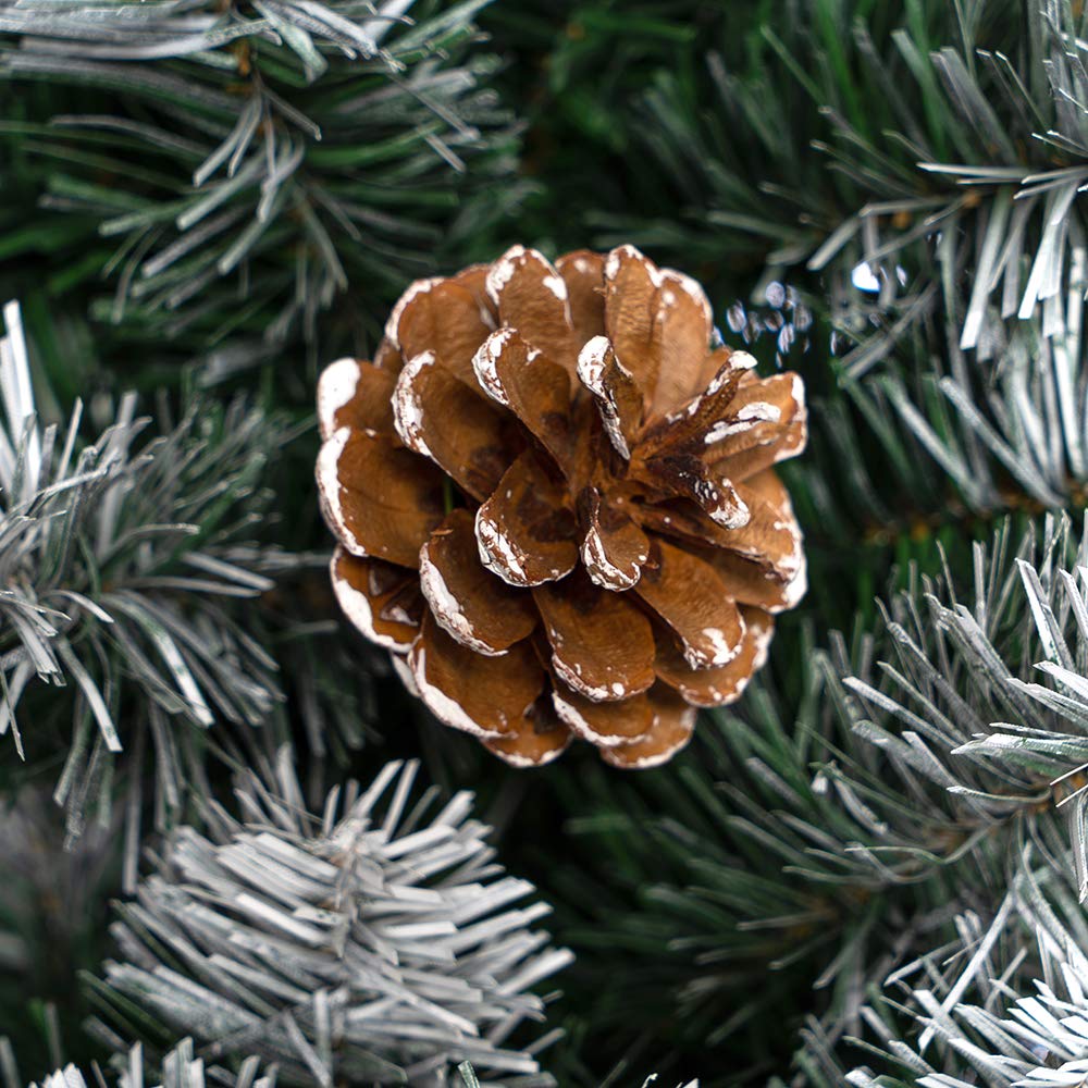 Nataland Albero di Natale Artificiale Verde Innevato Con Pigne, Modello Aspen Altezza 180 Cm, Abete Super Folto con Effetto Realistico e Rami Con Aghi Anticaduta