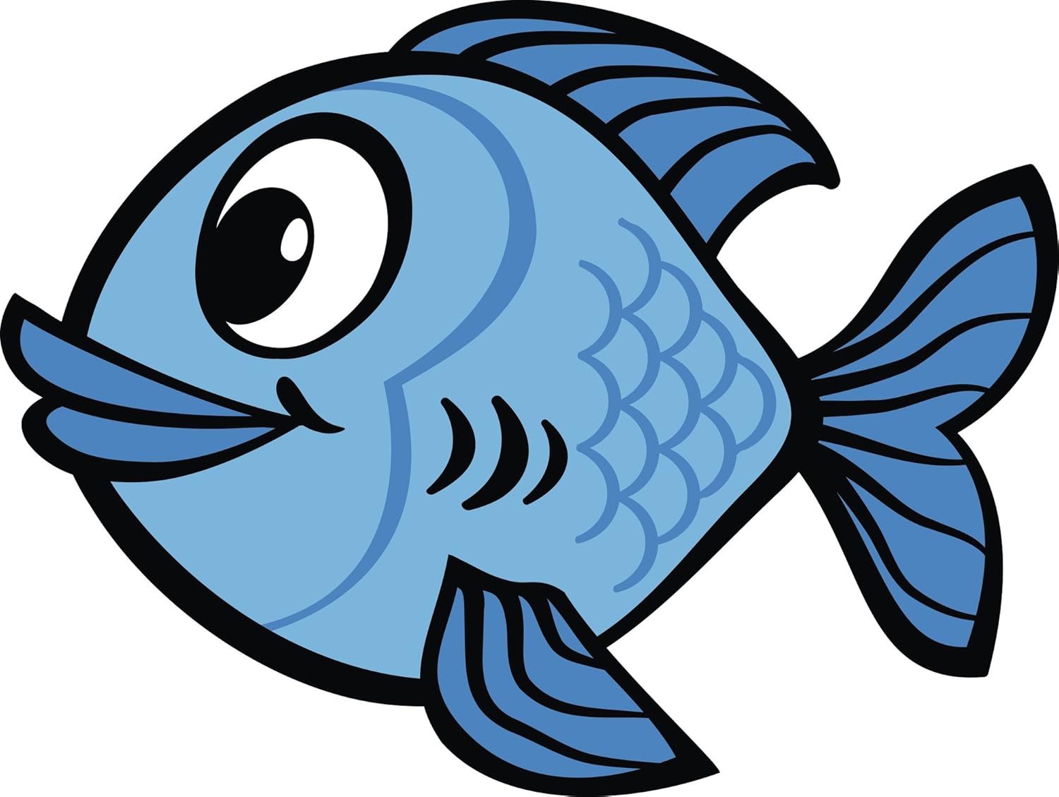Amazon Com Blue Happy Fish Cartoon Emoji Vinyl Decal Sticker 8 Wide Automotive