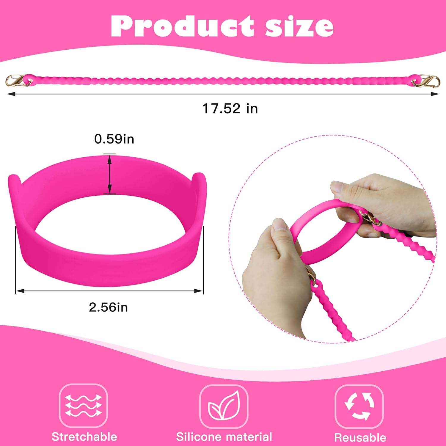 Water Bottle Handle - Soft and Durable Silicone Water Bottle Holder, Sling, Lanyard, Carrier with Strap - Fits Most 8-40oz Water Bottles - Compatible Stanley Cup Accessories - Image 2