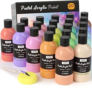 Nicpro 20 Colors Pastel Acrylic Paint Set (8.45 oz, 250 ml), Large Bulk ...