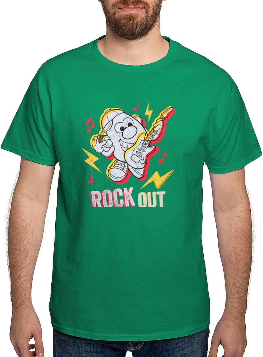 CafePress Mr. Potato Head Rock Out Dark T Shirt Men's 100% Cotton, Classic Graphic White T-Shirt
