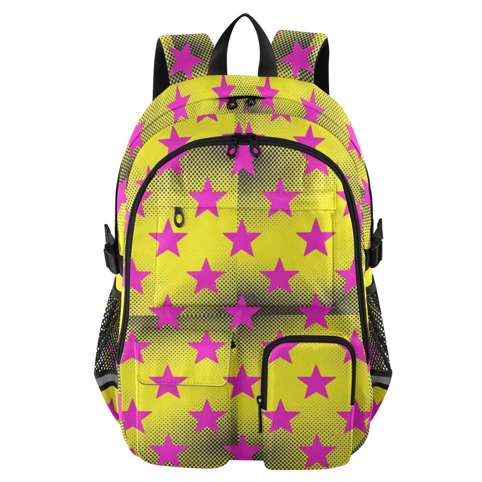 Mochila escolar de estrellas rosas ideal para campus universitario y oficina 8