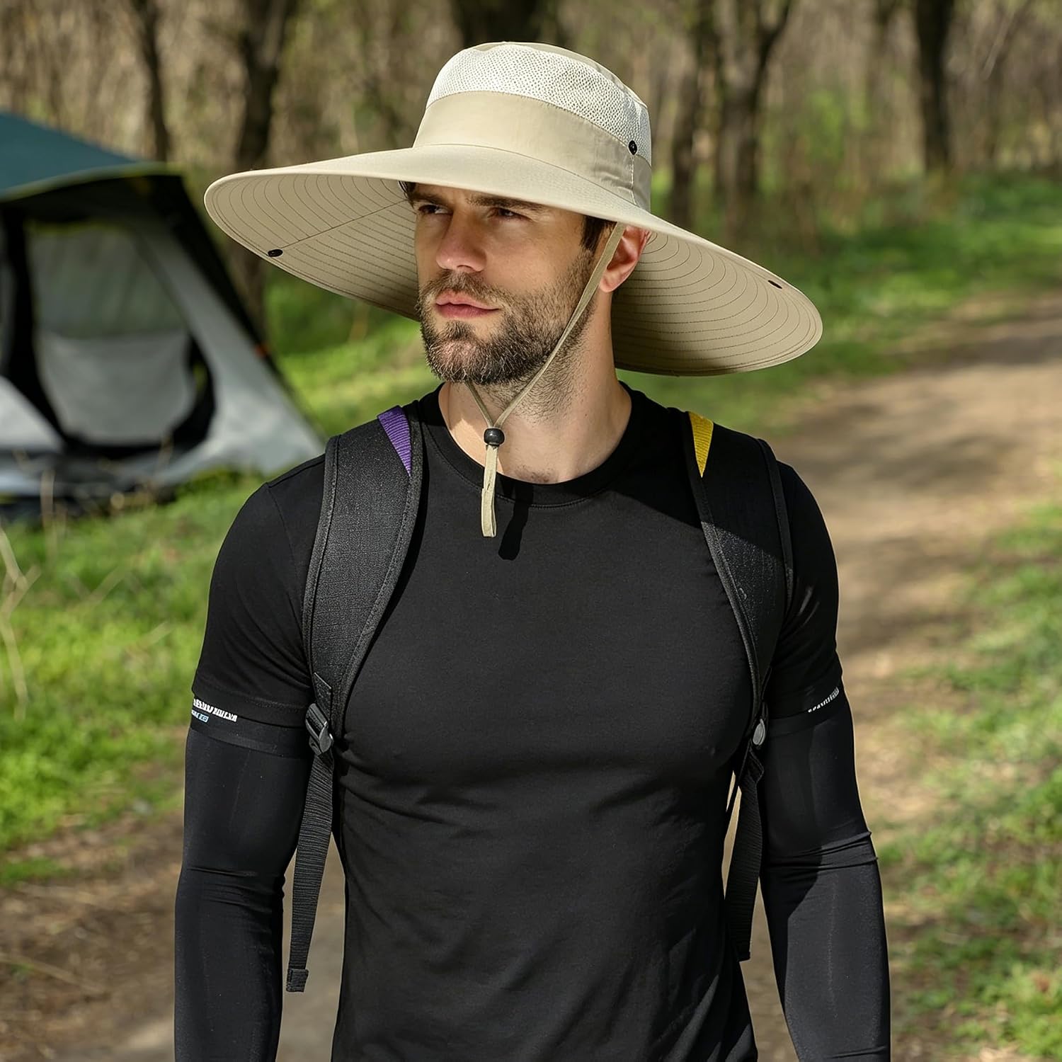 Wide Brim Sun Hat for Men Women UV Protection Ventilated Outdoor Bucket Fishing Hats Packable for Safari Hiking