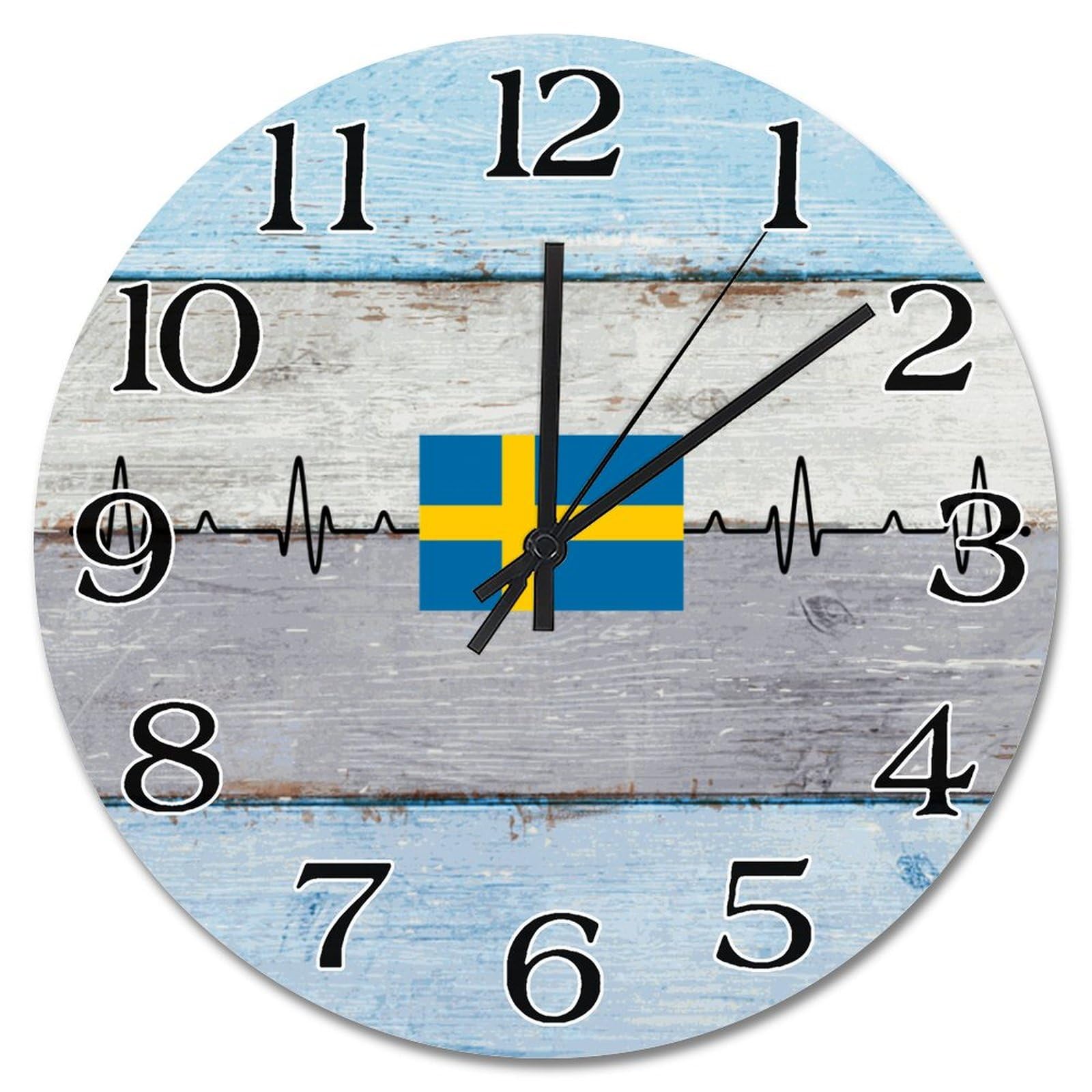 Horloge murale Suède 38cm silencieuse à piles vintage