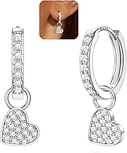 FIOROYAL Women's Earrings 925 Silver Heart Pendants Hypoallergenic CZ Earrings Small Removable Heart Pendants Girl Jewellery Woman Gift Girl