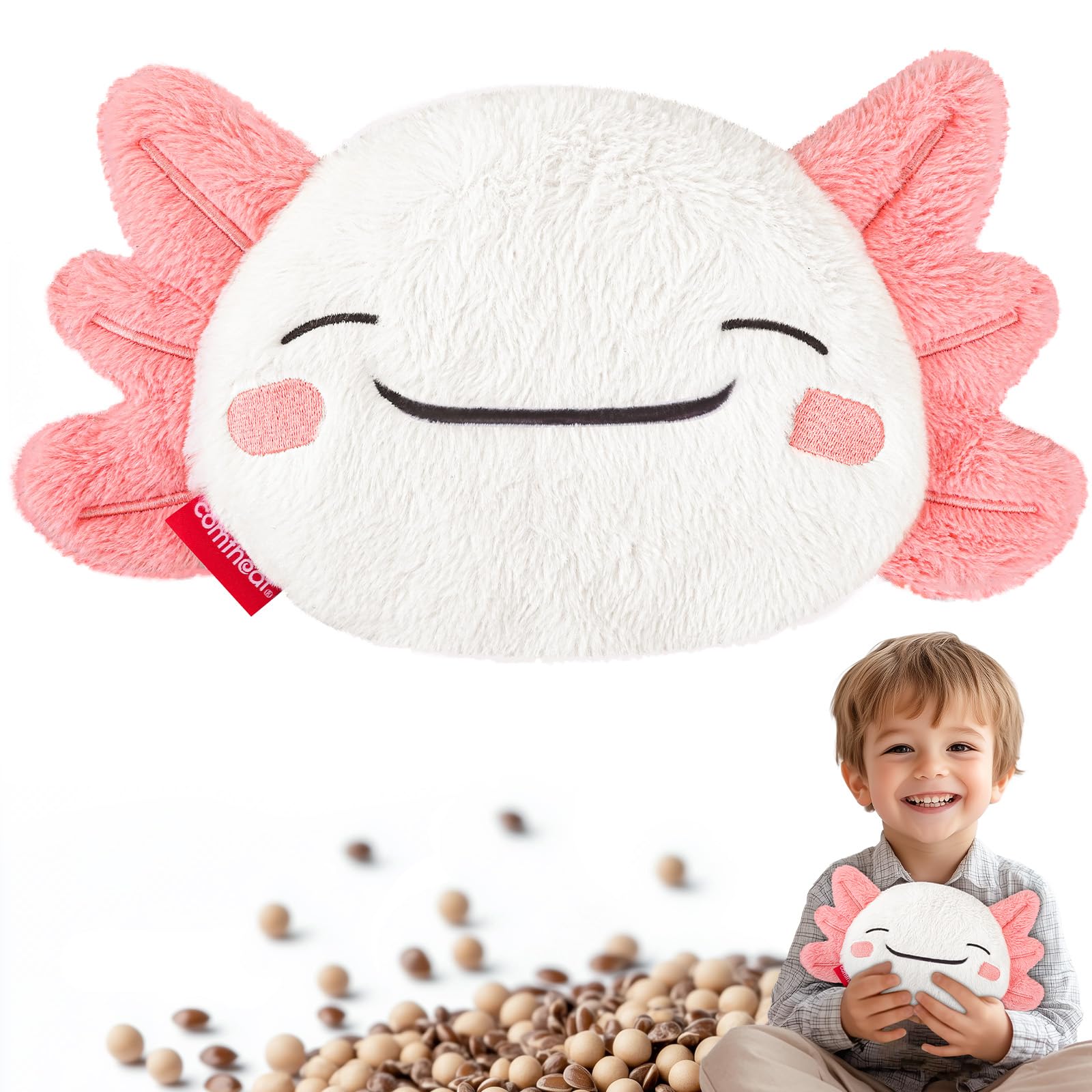 Cute Axolotl Microwave Heating Pad for Pain Relief, Unscented Microwavable Heating Pads for Cramps, Neck Shoulder, Muscles, Natural Moist Heat Pack with Washable Cover