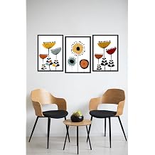 Kututr Dekorize Mdf Tablo Seti 3 Par a Mm Salon Oturma Odas  I in Bohem Duvar Dekoru 3044,Siyah Beyaz 21 X 30