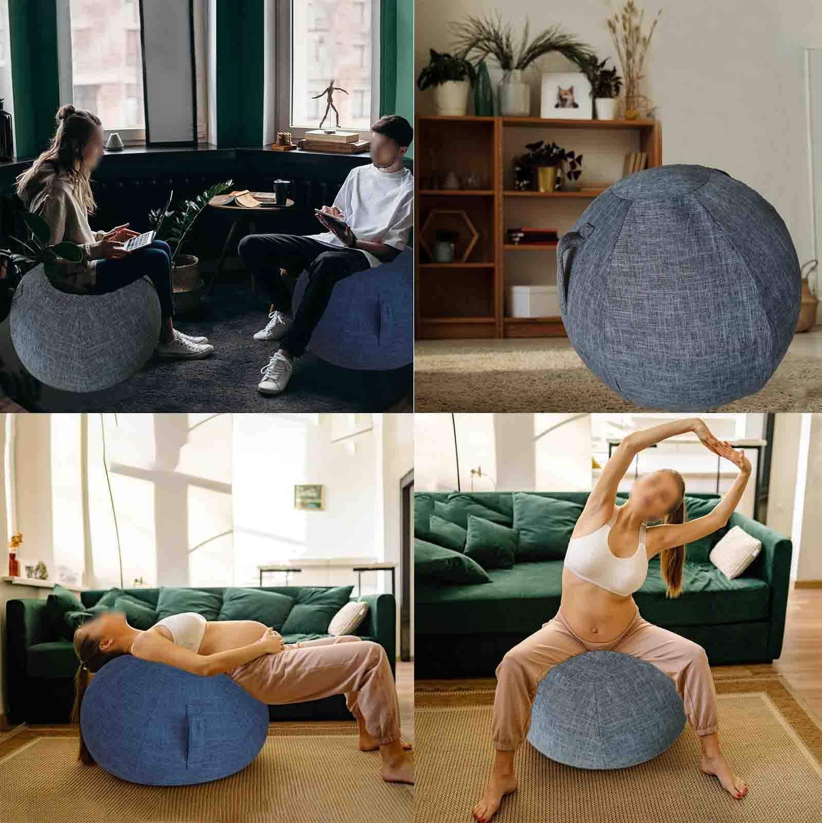 Sitzball Gymnastikball 55Cm 65Cm 75Cm, Ballstuhl Mit Ballauflage - Waschbarer Leinenbezug Sitzball Yoga Ball Für Zuhause, Zuhause & Büro Alternative Zum Stuhl,001,65cm