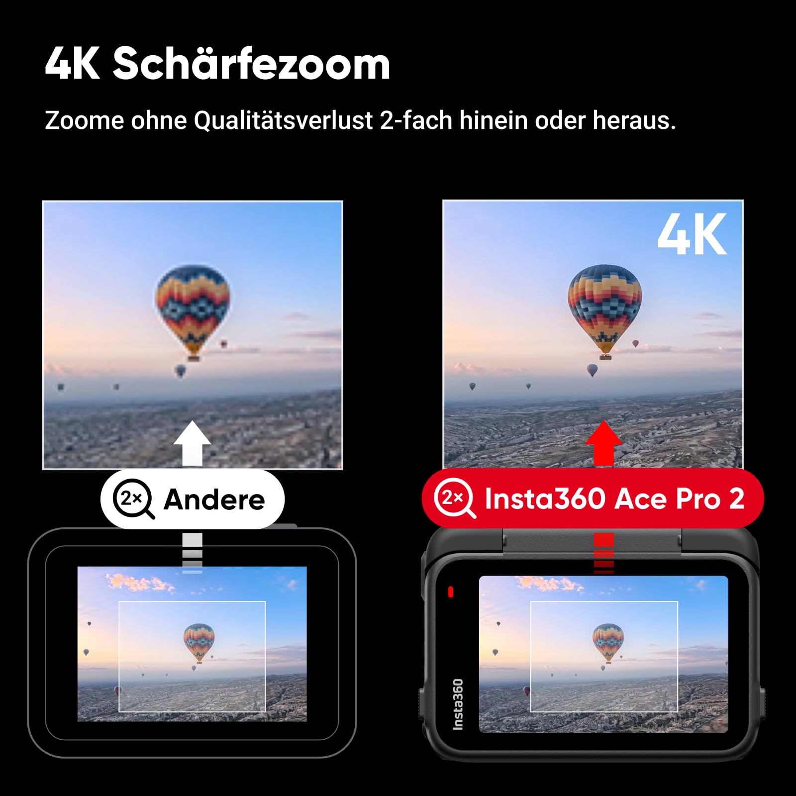 Insta360 Ace Pro 2 Dual-Akku 8K Action-Cam mit Leica Objektiv, 1/1,3" Sensor, Dual-KI-Chip, Flipscreen
