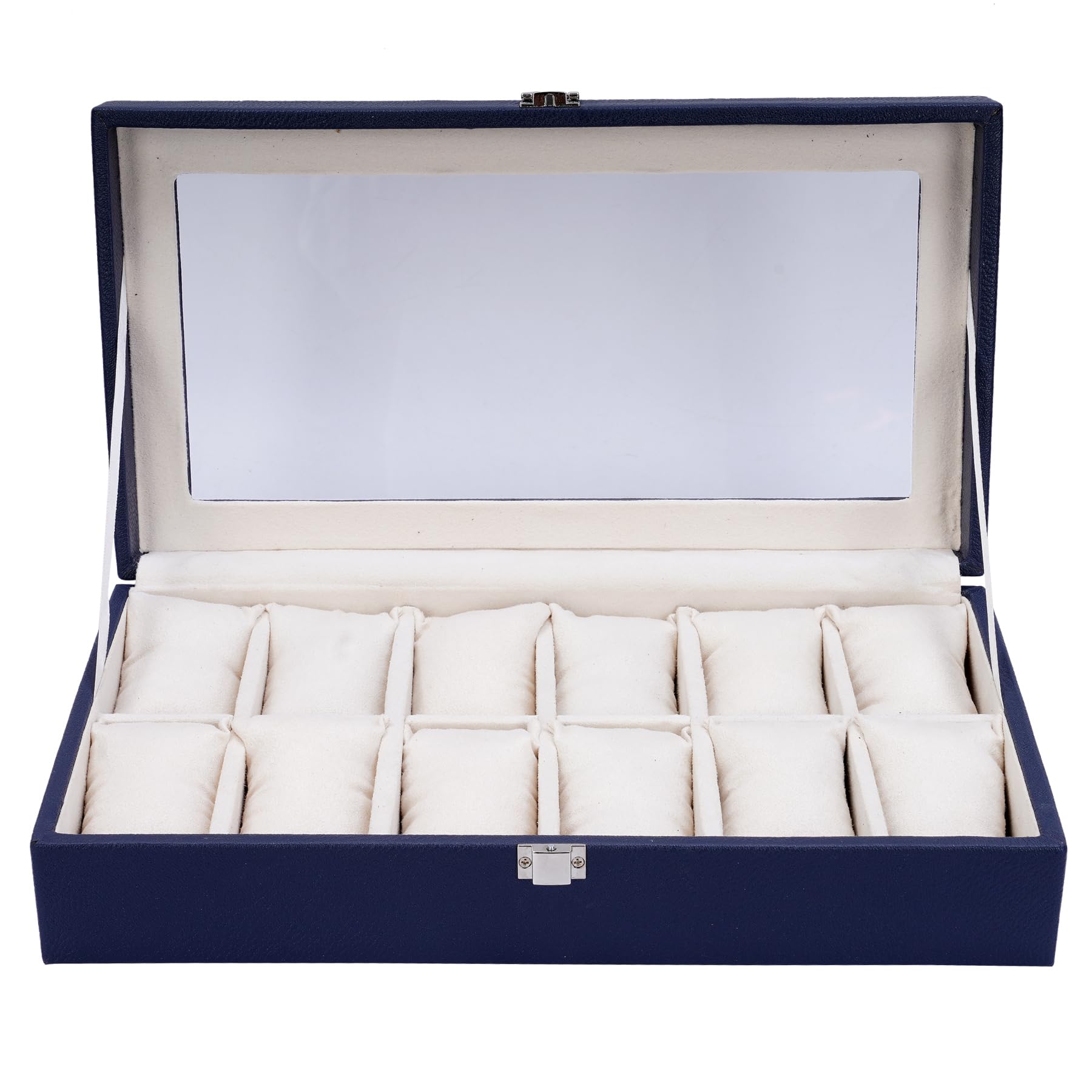 Hard Craft PU Leather Transparent Watch Box Case For Men & Women 12 Slots (Blue) (B0B5PJ4R5C) Amazon Price History, Amazon Price Tracker