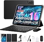 N90 Android 16 tablette 12 inch, tablette Android avec clavier, 2K FHD+ Comprimé, 5G Wifi, 24 Go+128 Go/2TB, Visage ID, 9000 mAh, 4 Garantie ans, Widevine L1, OTG, 1217-BOX, Cas & Pen