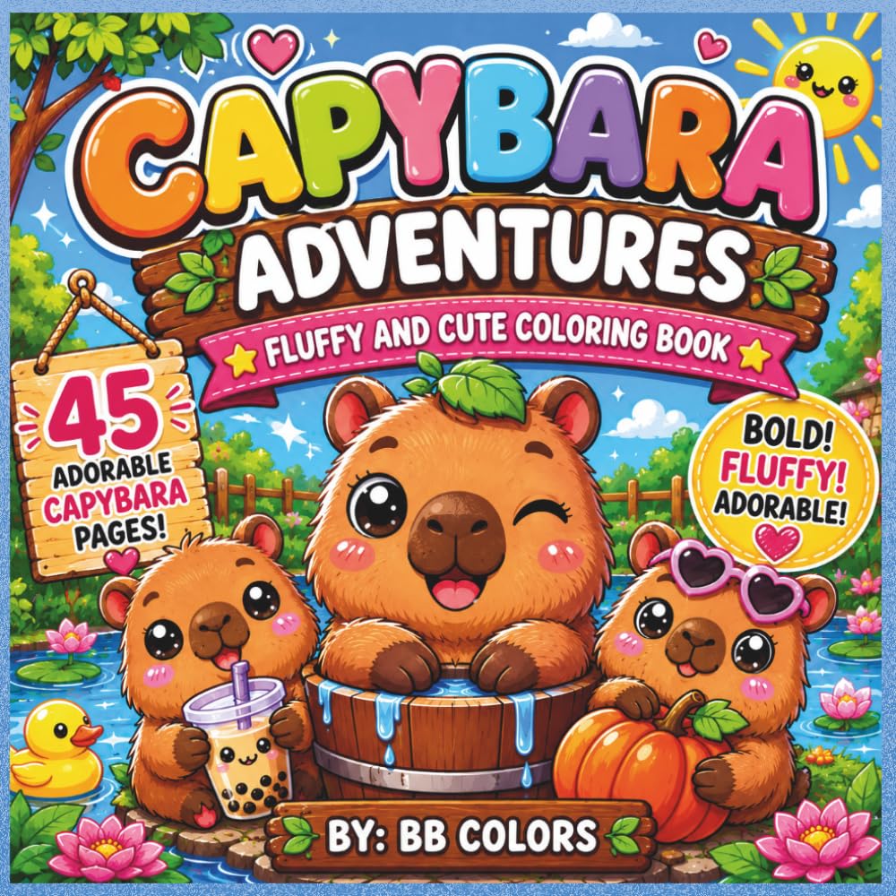 CAPYBARA ADVENTURES: FUFFY AND CUTE COLORING BOOK