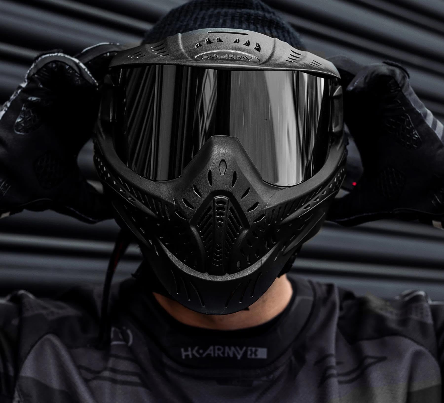 Maddog HK Army HSTL Paintball Airsoft Mask Goggle System | Replaceable Thermal Dual-Pane Anti Fog Lens | Adjustable Full-Face Safety Certified Protection - Black with Chrome Lens