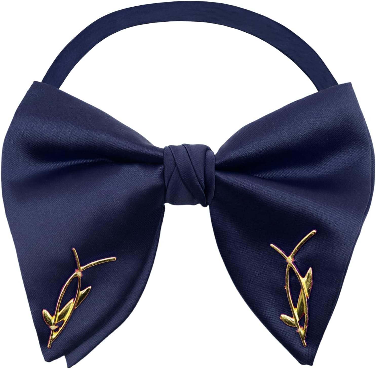 Oversized Bow Ties for Men with Branch Decoration for Party Wedding | Gold Branch Metal Ornaments Mens Bow Tie, Smooth Polyester Surface, Simple Luxurious Look, for Date Banquet Business Meeting