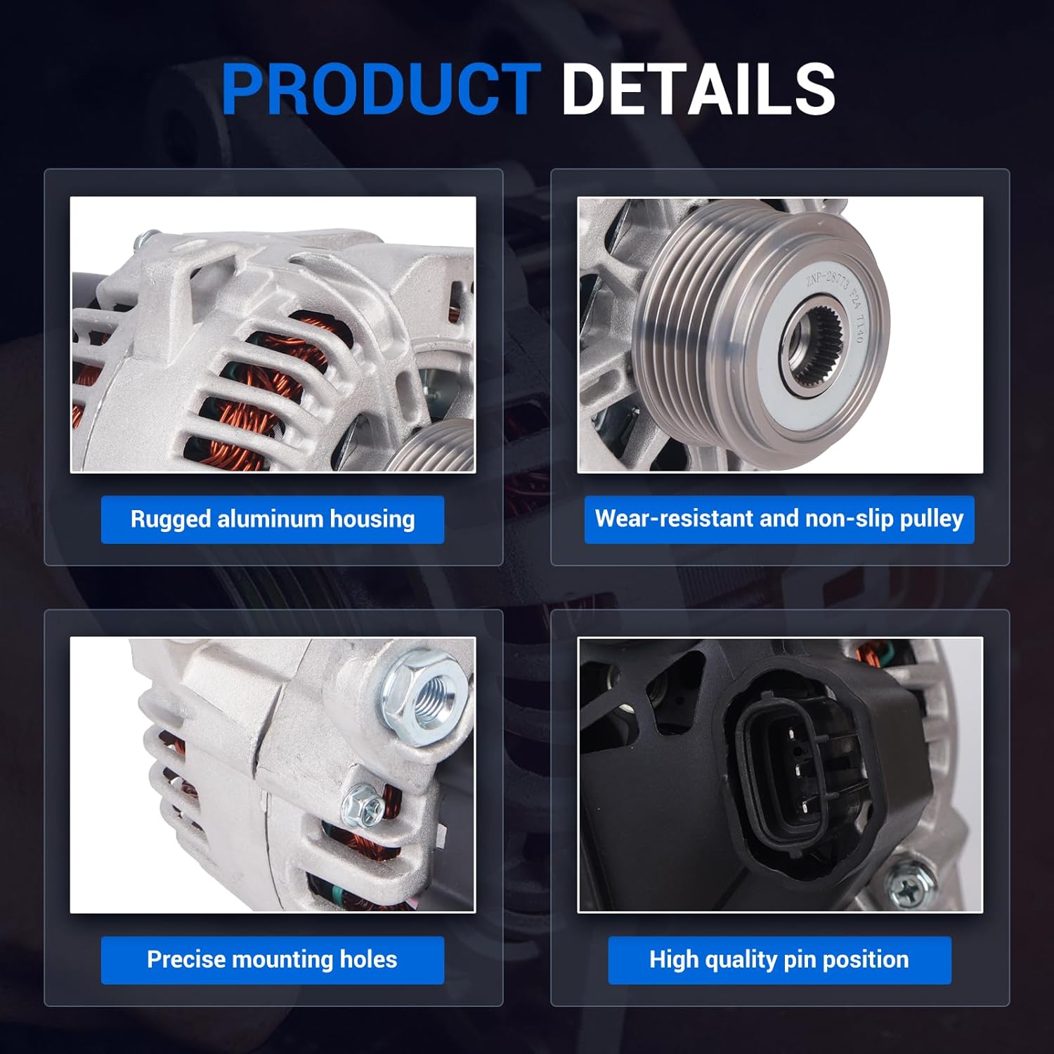 Autoround 3730025201 Alternator Fit for Hyundai Sonata 06-10, Kia Optima Magentis 06-10, Forte & Forte Koup 10-13, Forte5 12-13, Rondo 07-12, L4 2.0L 2.4L, 12V 110Amp CW 6-Groove Pulley