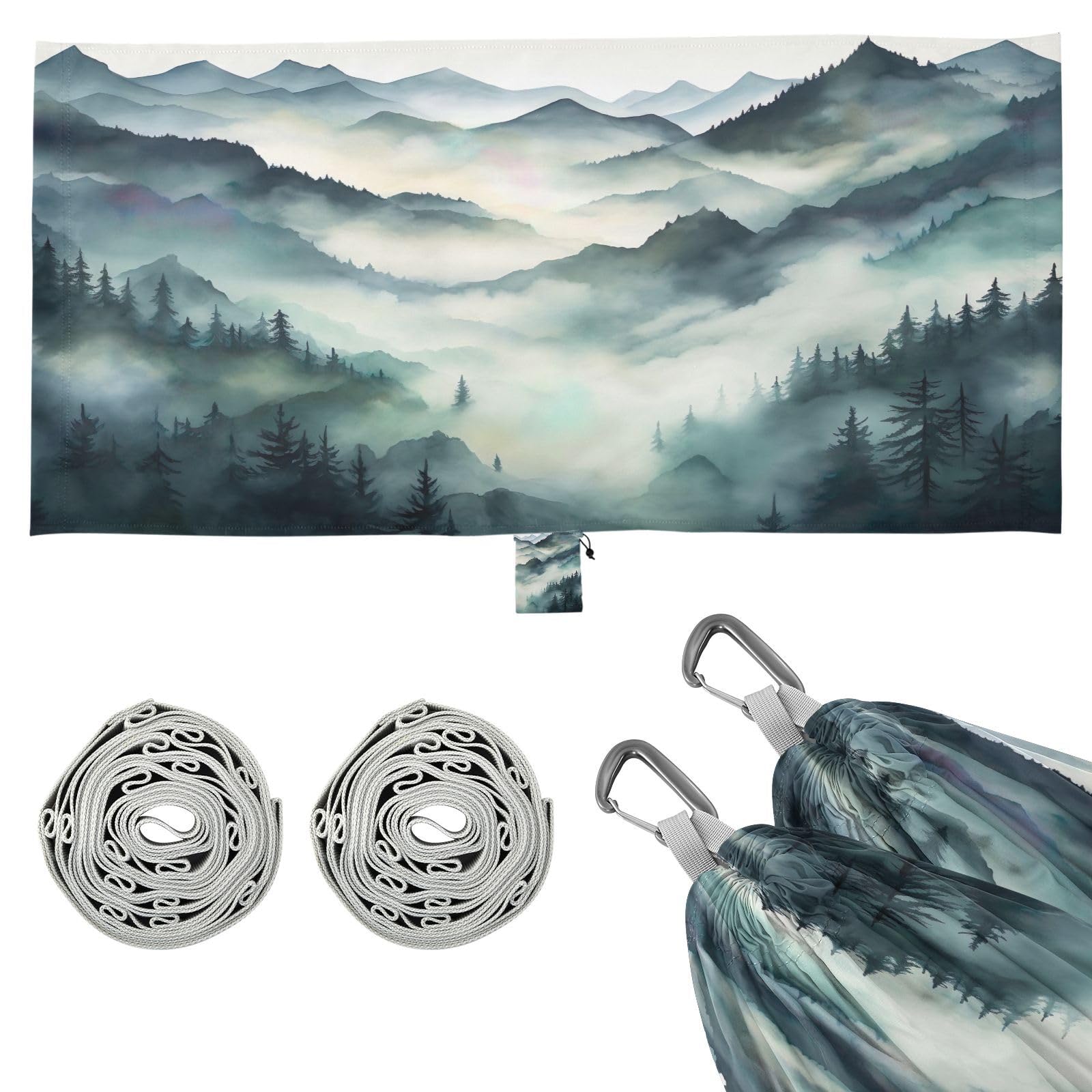 Haskirky Mountain Forests Camping Hammock, Single Portable Hammocks with Tree Straps & Attached Carry Bag, 330Lbs Capacity Perfect for Outside Indoor Hiking Beach Backpack Travel