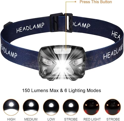 Miniatura 3 de Linterna frontal LED, faros delanteros recargables por USB con detector de movimiento, 300LM IPX4, luces de trabajo LED impermeables con 8 modos de