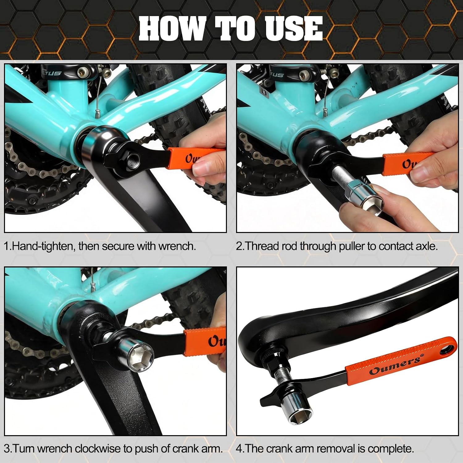 Oumers Bike Crank Extractor/Arm Remover and Bottom Bracket Remover with 16mm Spanner/Wrench. Professional Bicycle Repair Tool Kit