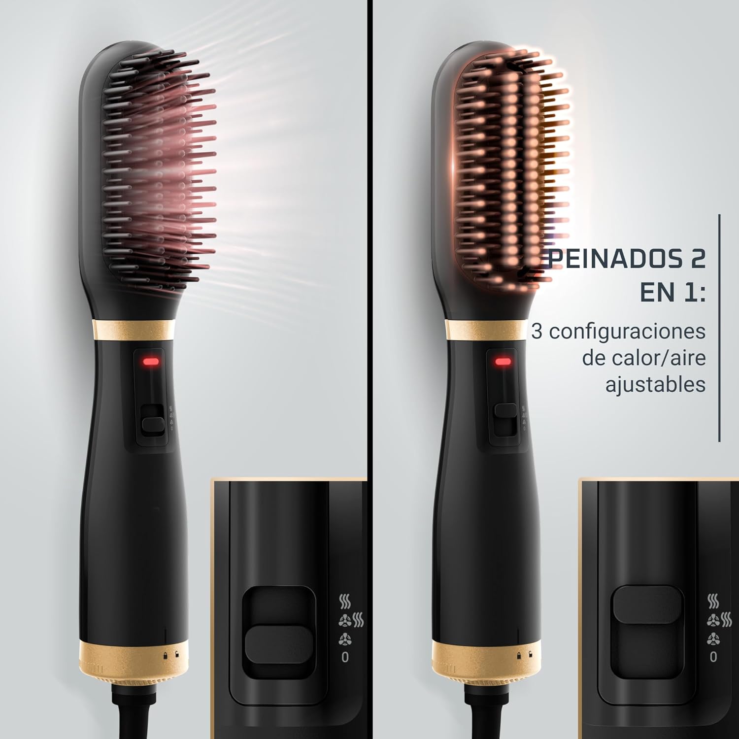 Rowenta Powerstraight Air brush showing 3 heat/air settings