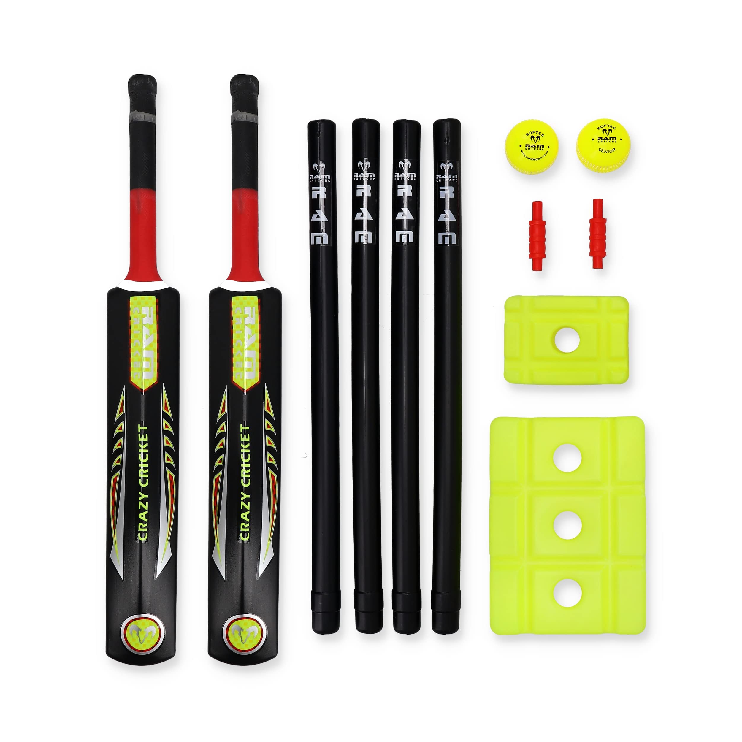 Ram Cricket Crazy Cricket Set – Senior & Junior dai 9 anni – Set da cricket Kwik ad alte prestazioni e durevole per allenamento, partite di cricket, giardino, spiaggia o parco